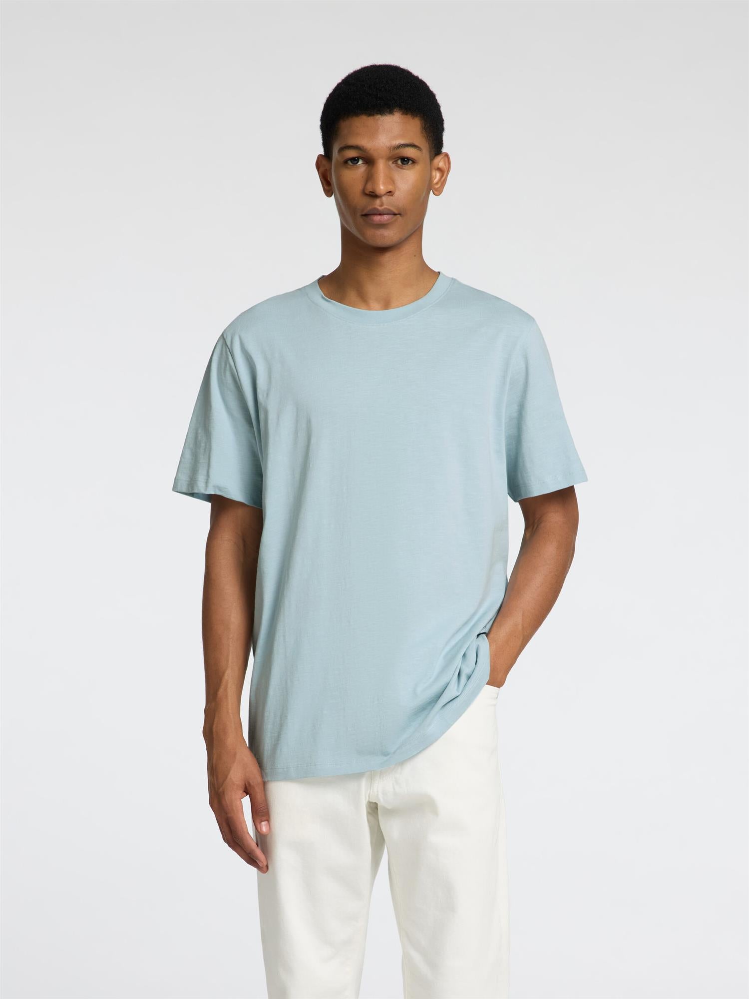 Aspen slub ss o-neck tee- Winter sky