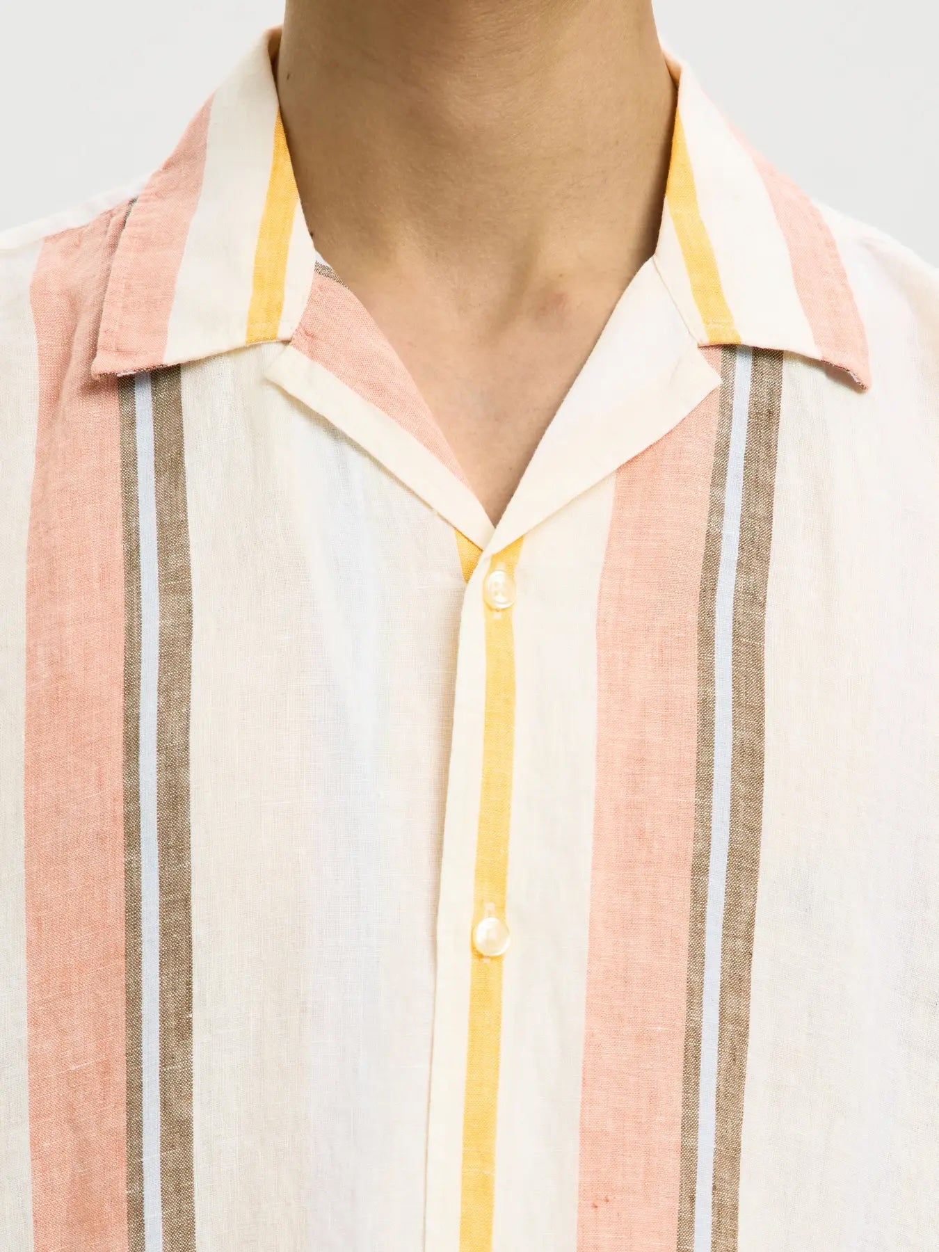 RLX Kylian linnen ss shirt - White stripe rose