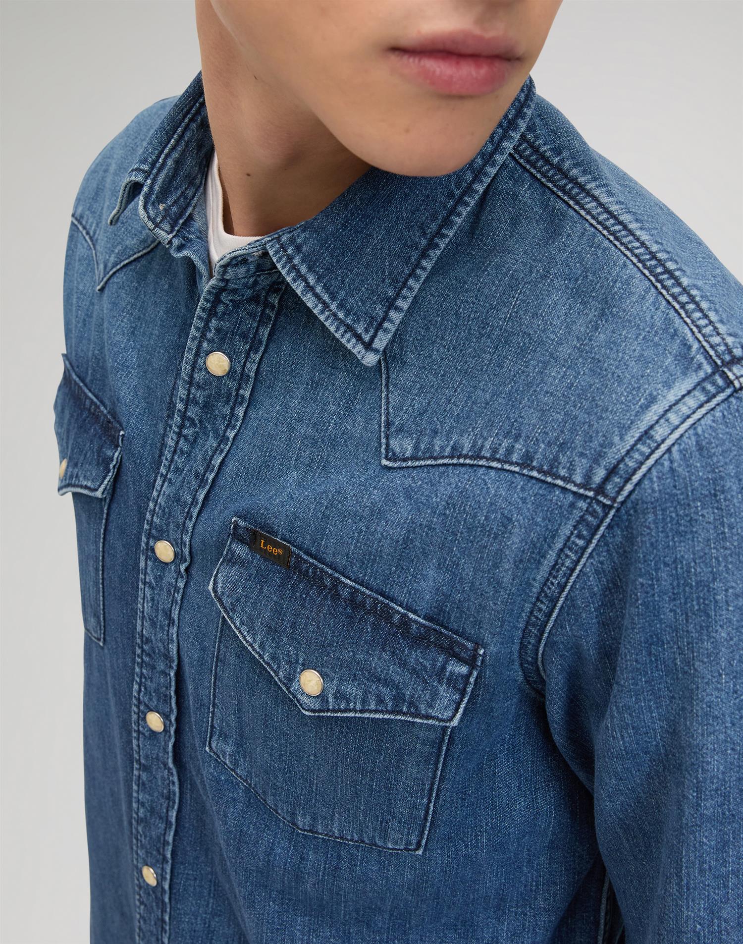 Reg Western shirt Brookside- Blue