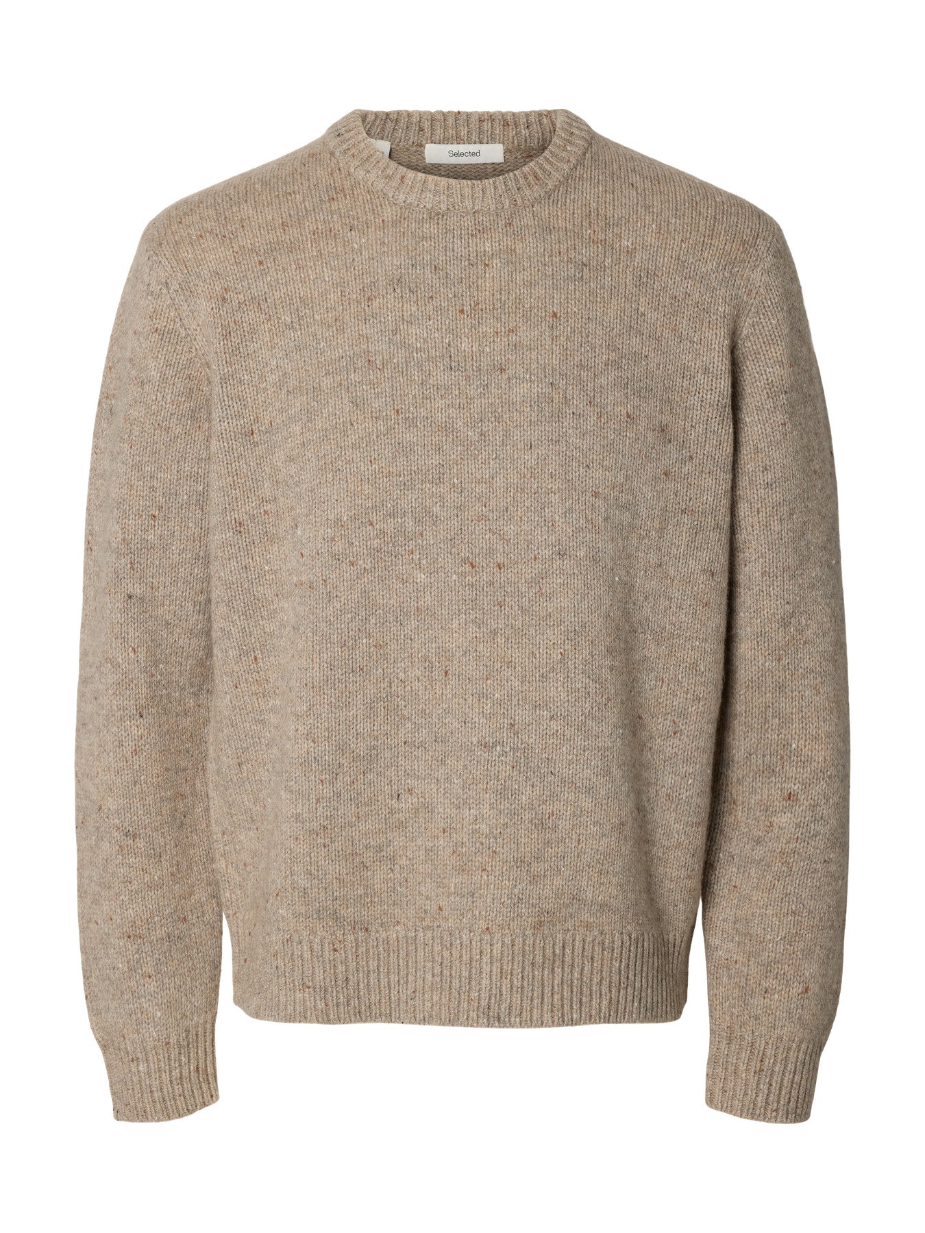 Cody ls knit oneck - Oatmeal/Neps
