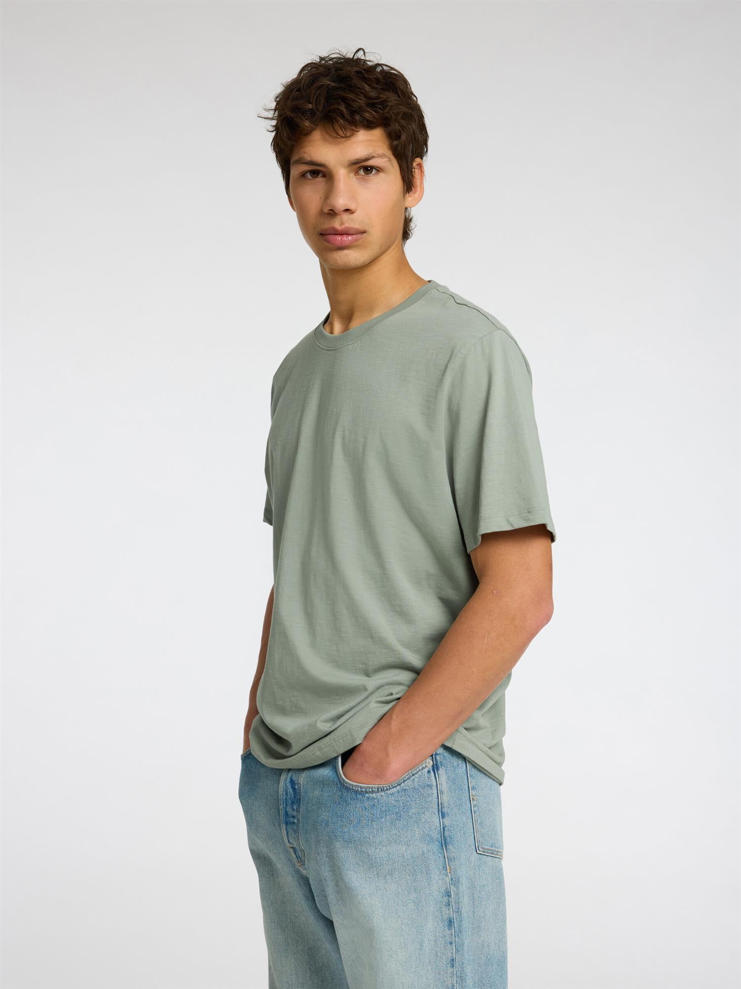 Aspen slub ss o-neck tee- Iceberg green