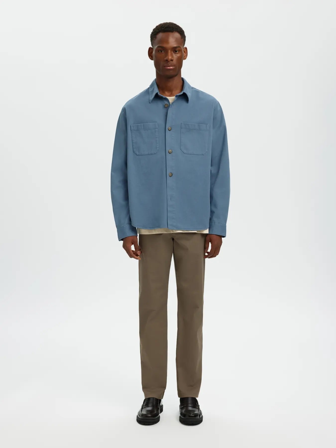 Travis twill overshirt ls - Blue mirage
