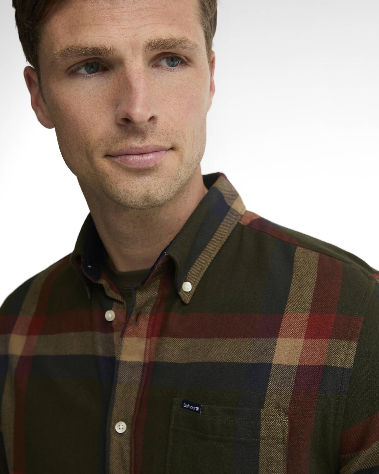 Folley Tailored Checked Shirt- Mid olive