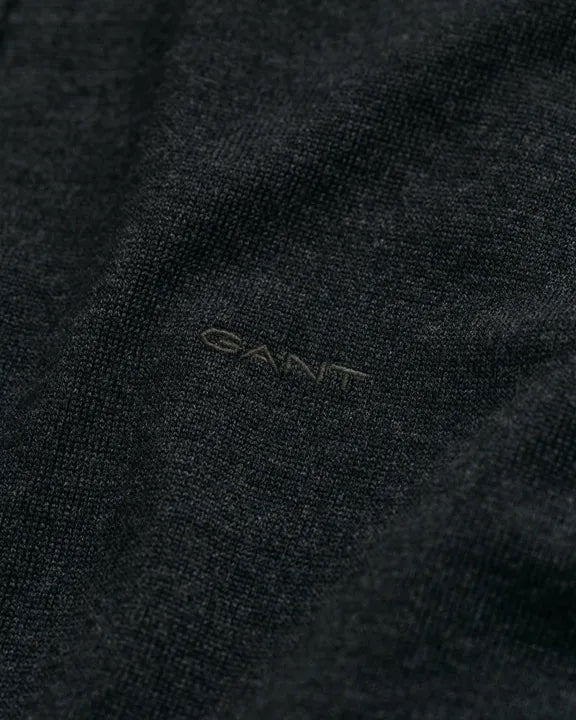 Extra fine merino zip cardigan- charcoal melange