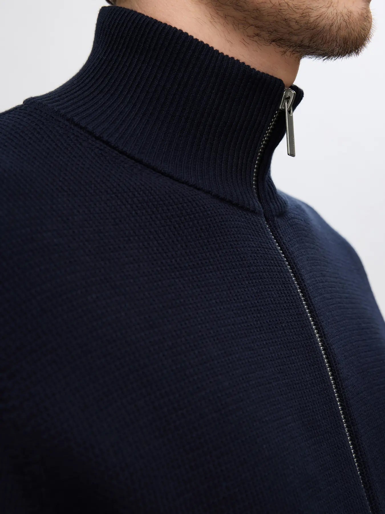 Dane LS Knit Structure Full Zip - Sky captain