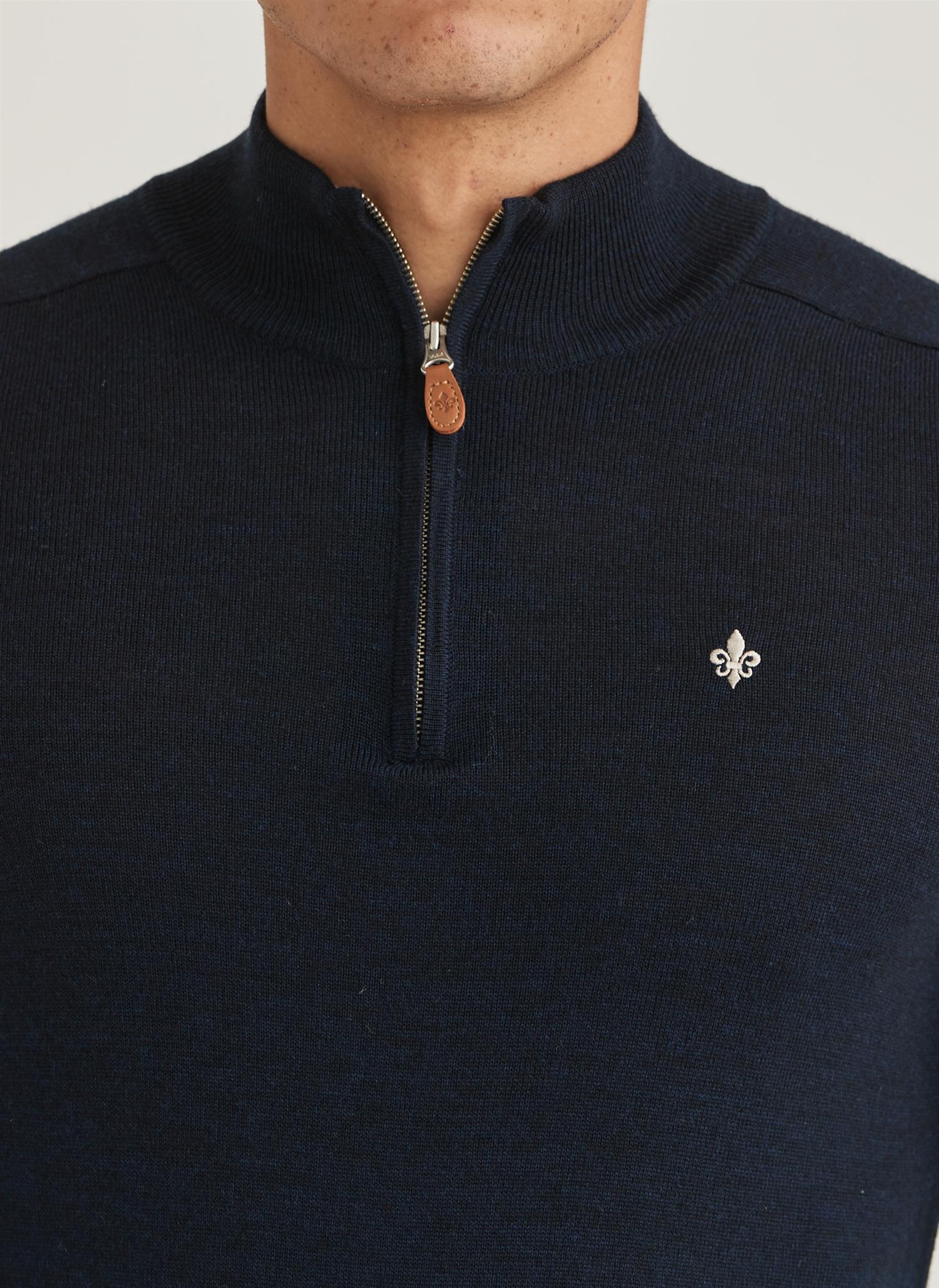 Merino John Zip- Navy