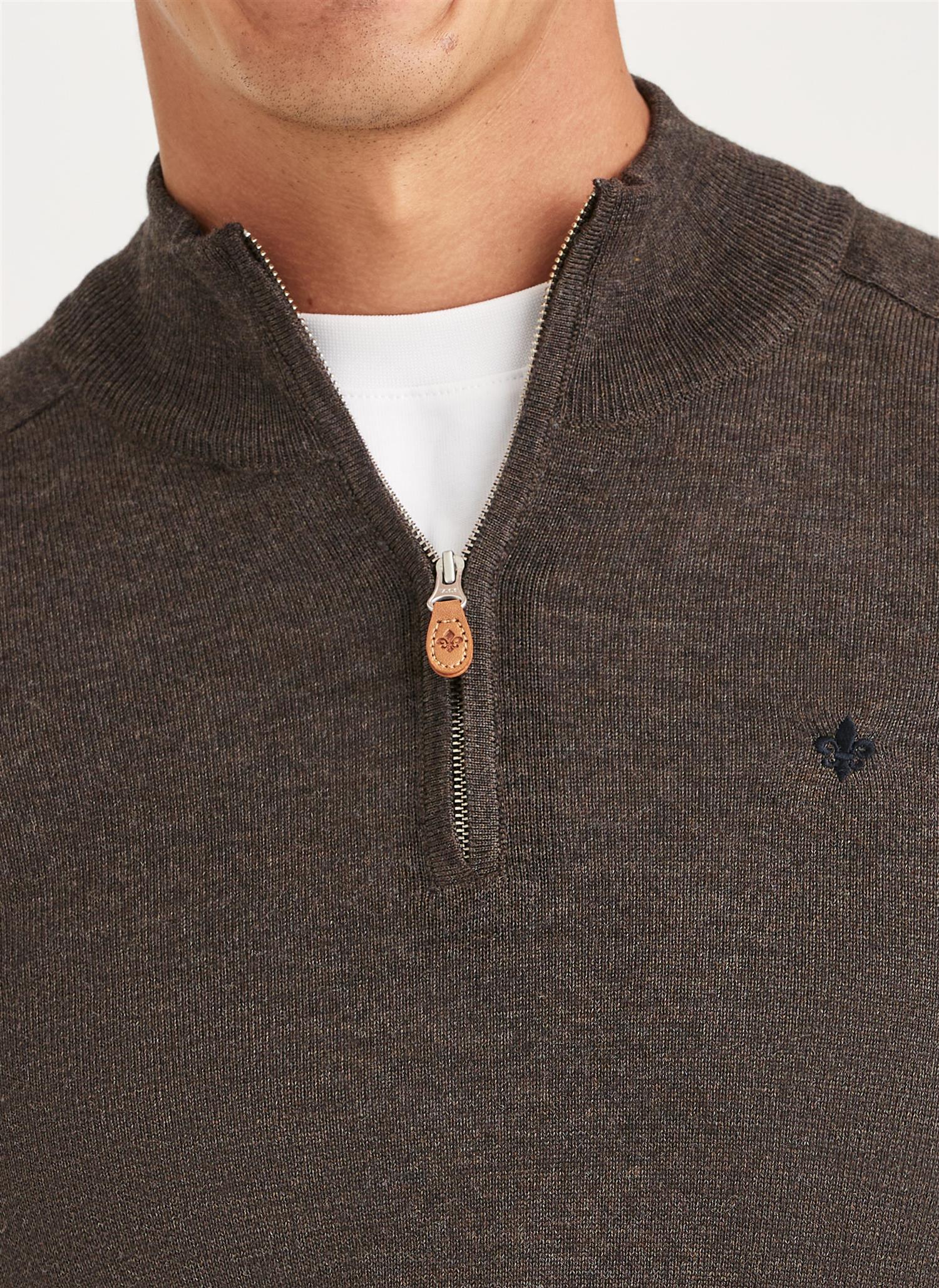 Merino John Zip-  Dark Brown