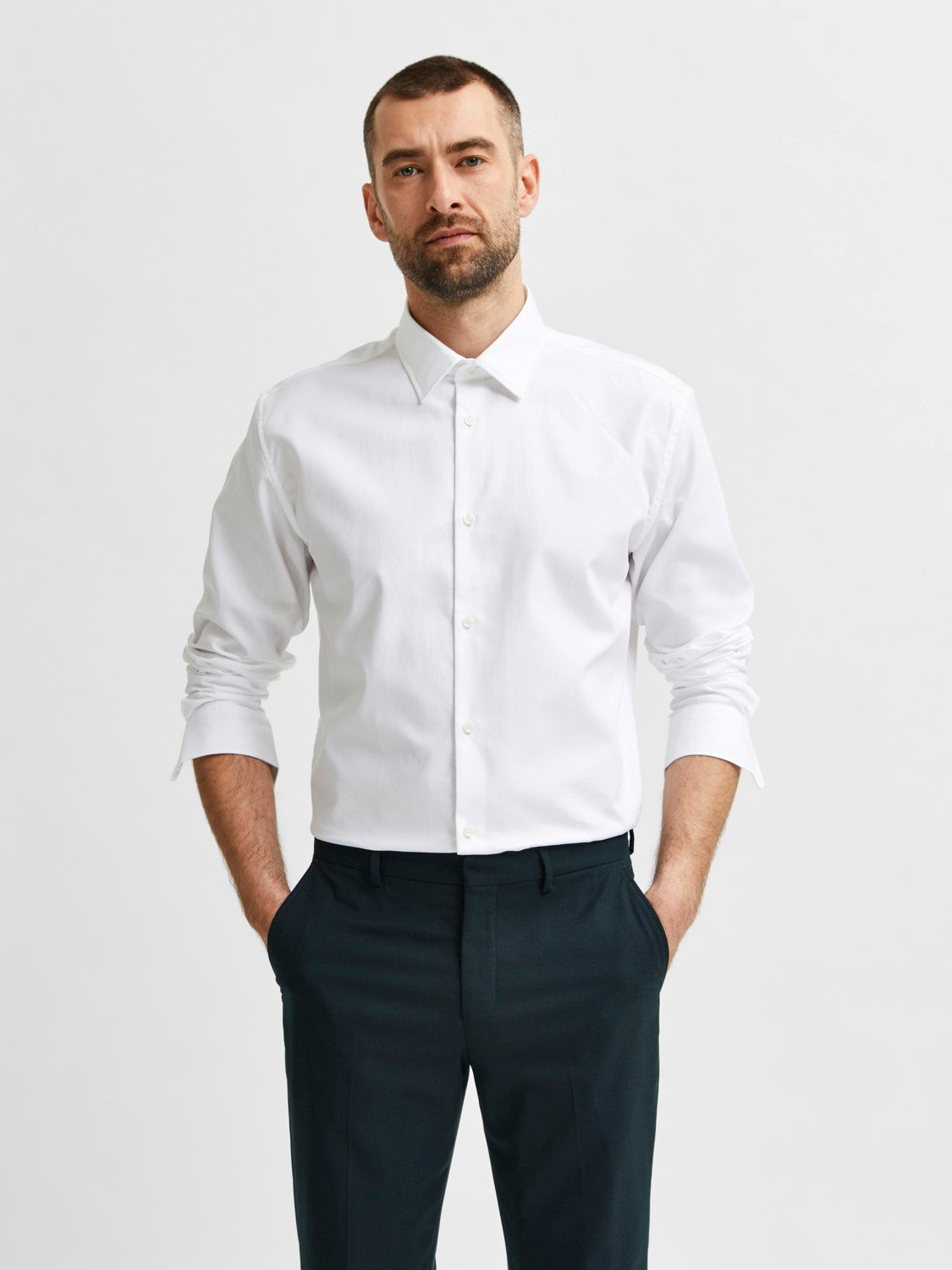 Ethan Slim Shirt LS Classic Bright white