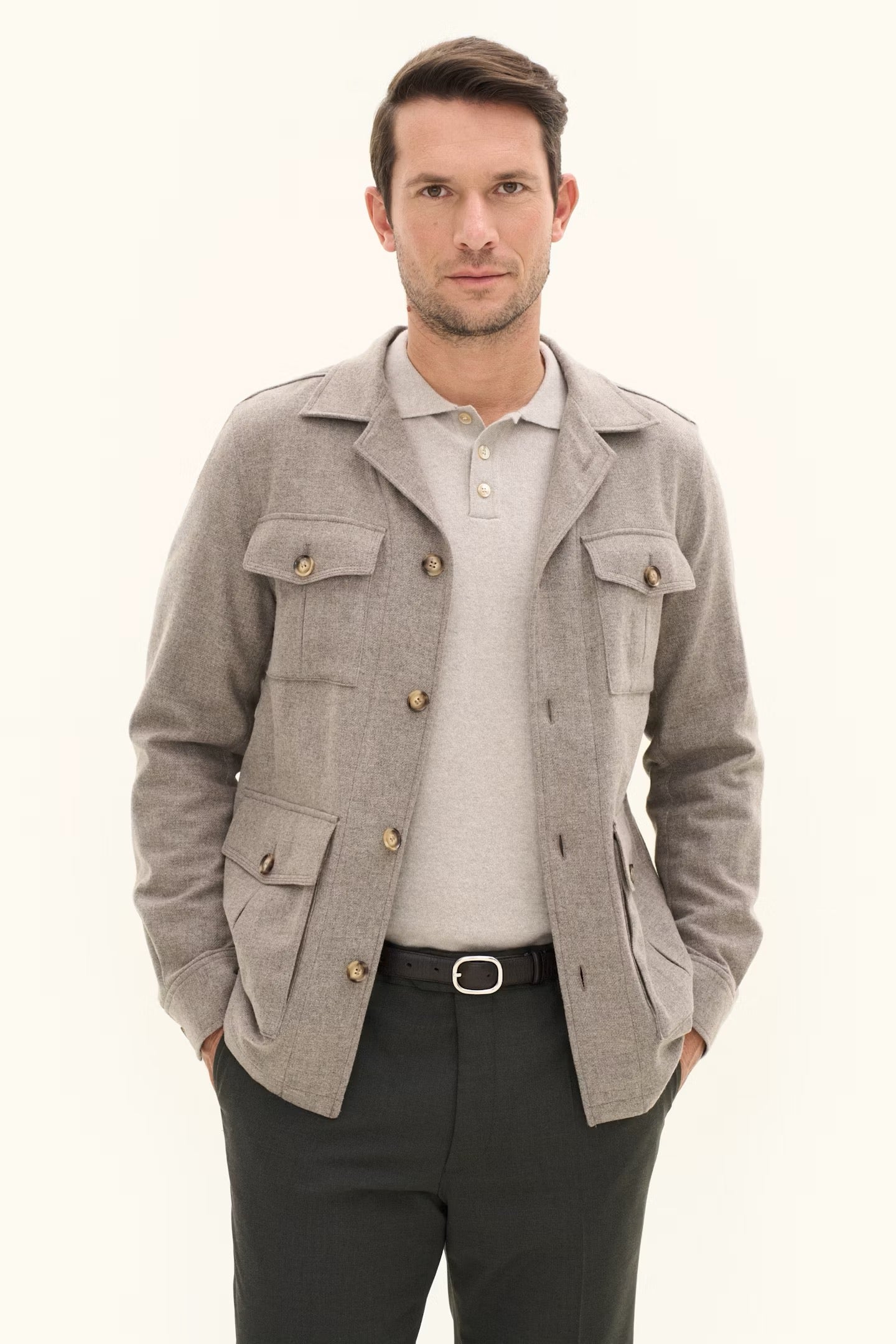 Safari shirt jacket - Brick beige
