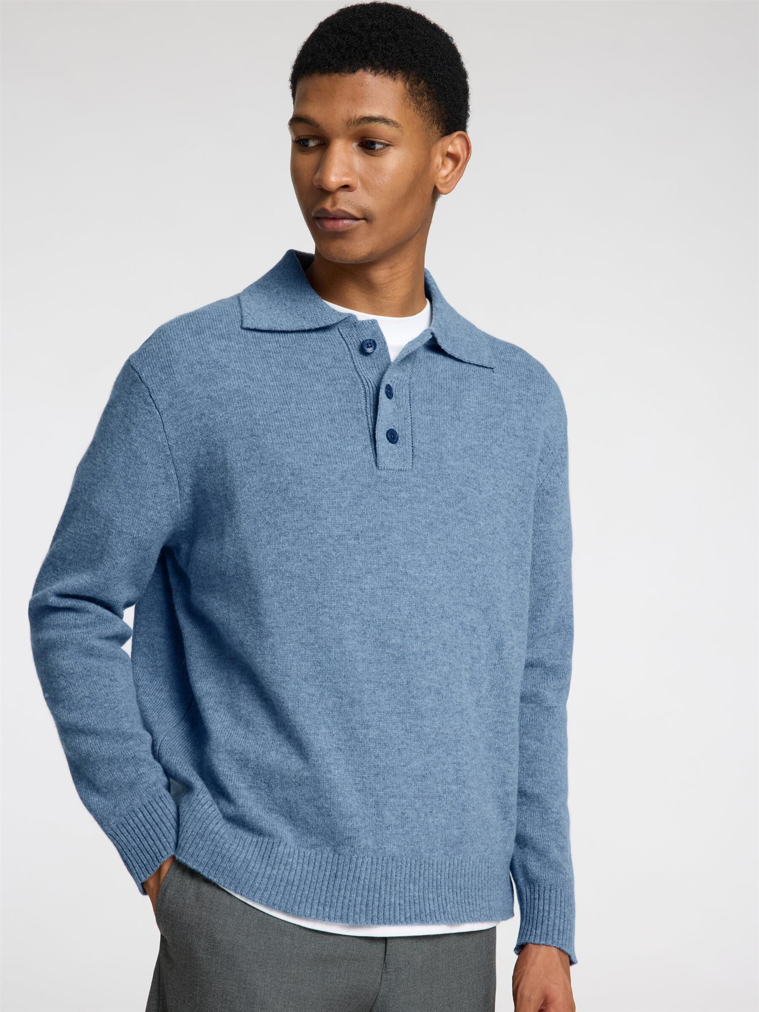 Reuben ls knit relaxed polo- Osceana