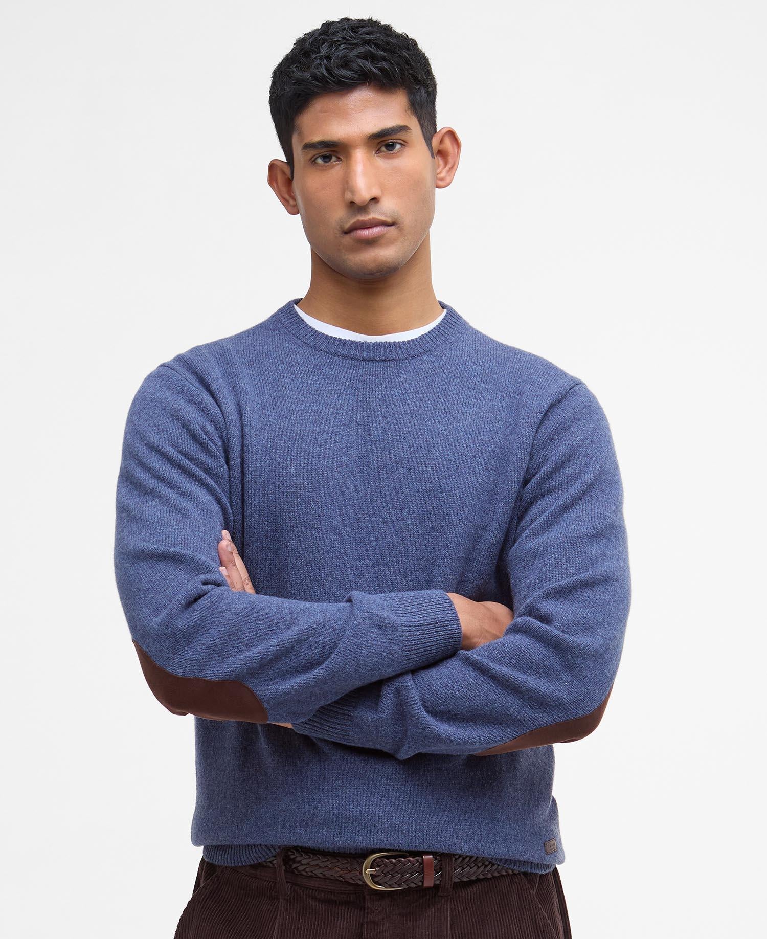 Essential Patch Crew Neck Sweater- Dark indigo
