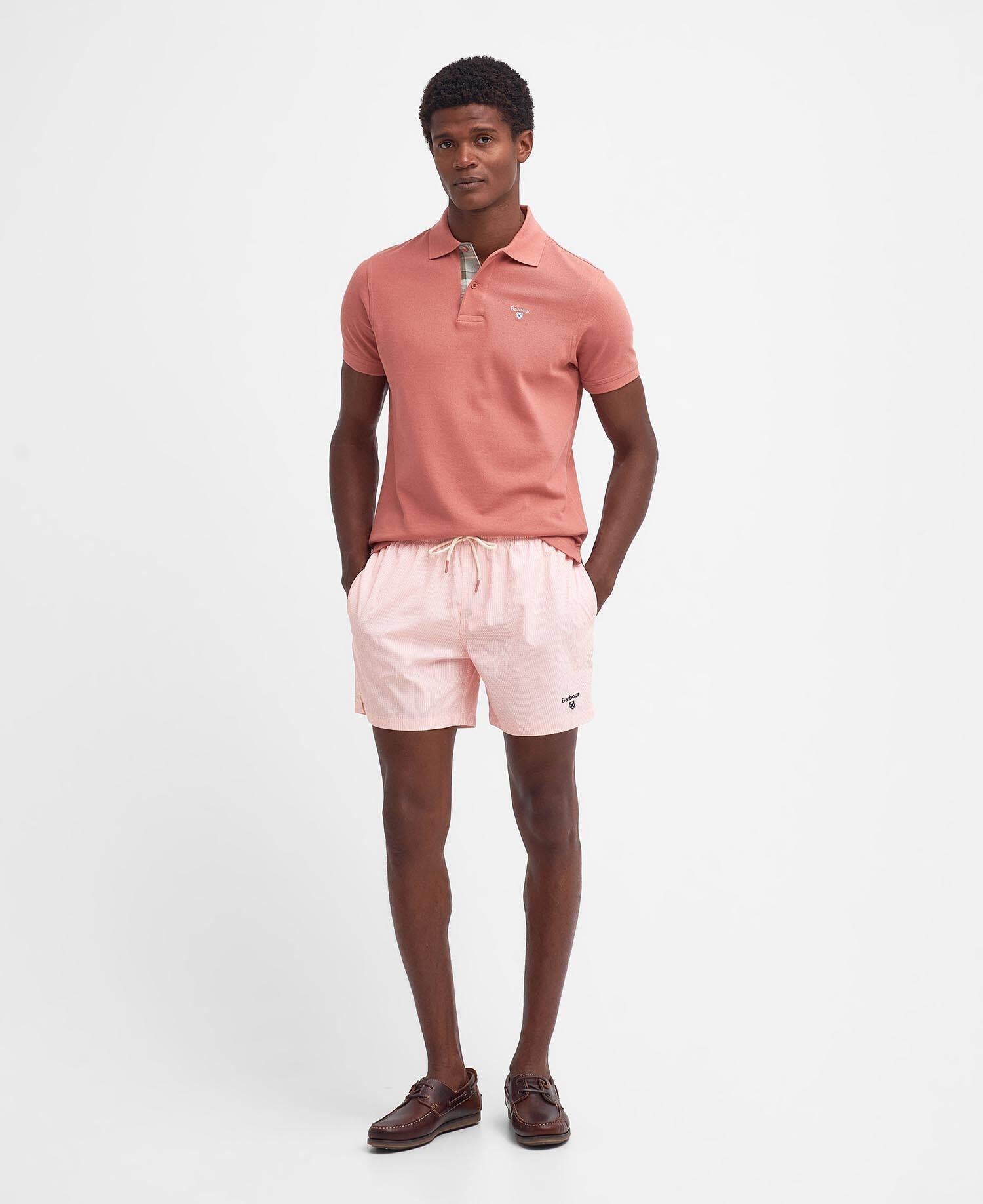 Tartan piqué polo ss pink clay