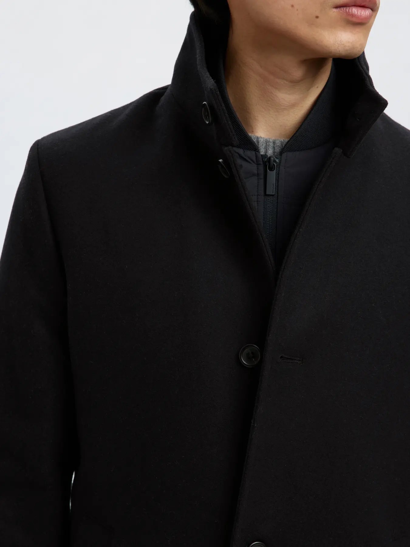 Rainar wool blend coat - Black