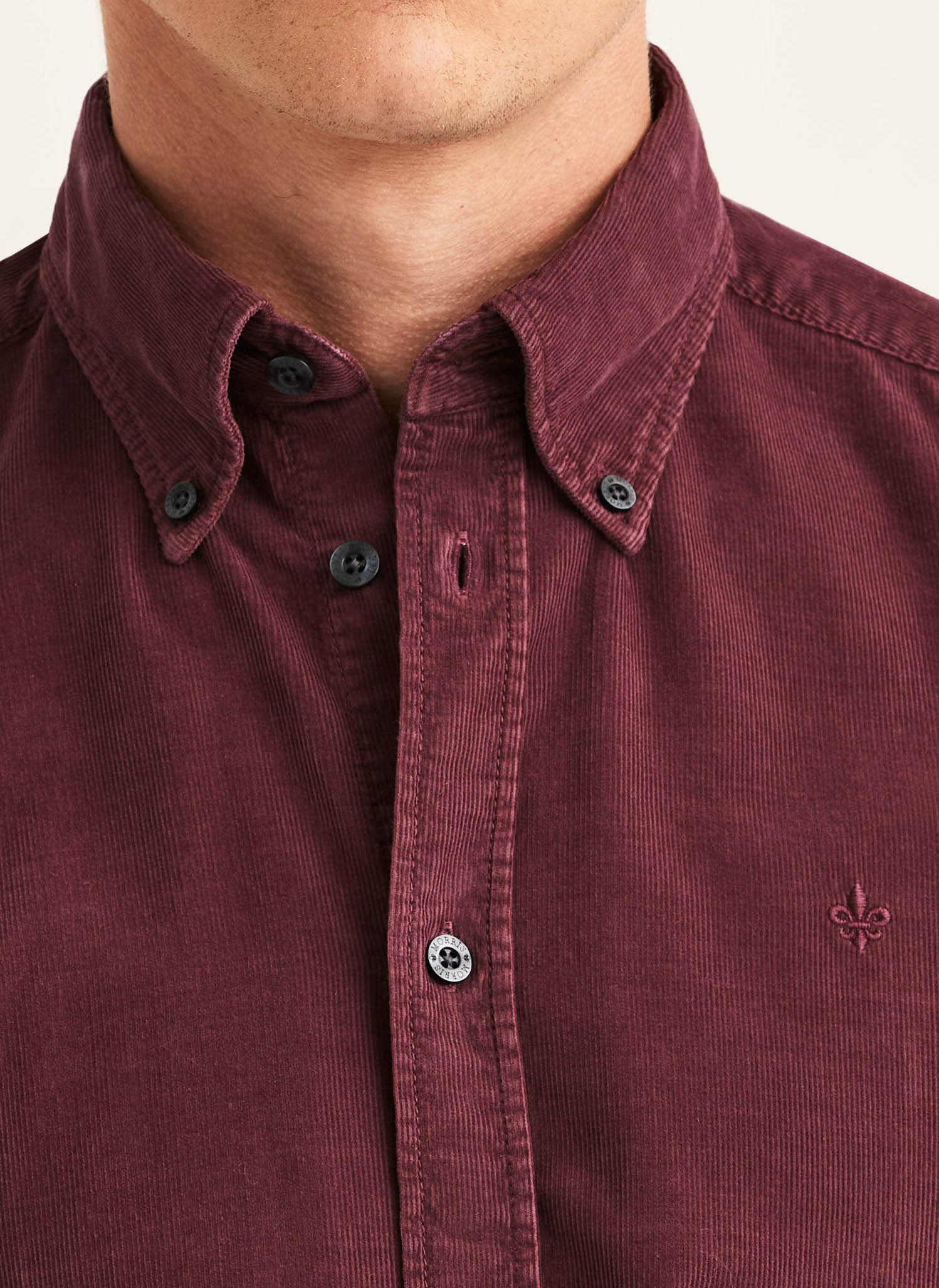 Douglas Cord Shirt Slim - Wine red