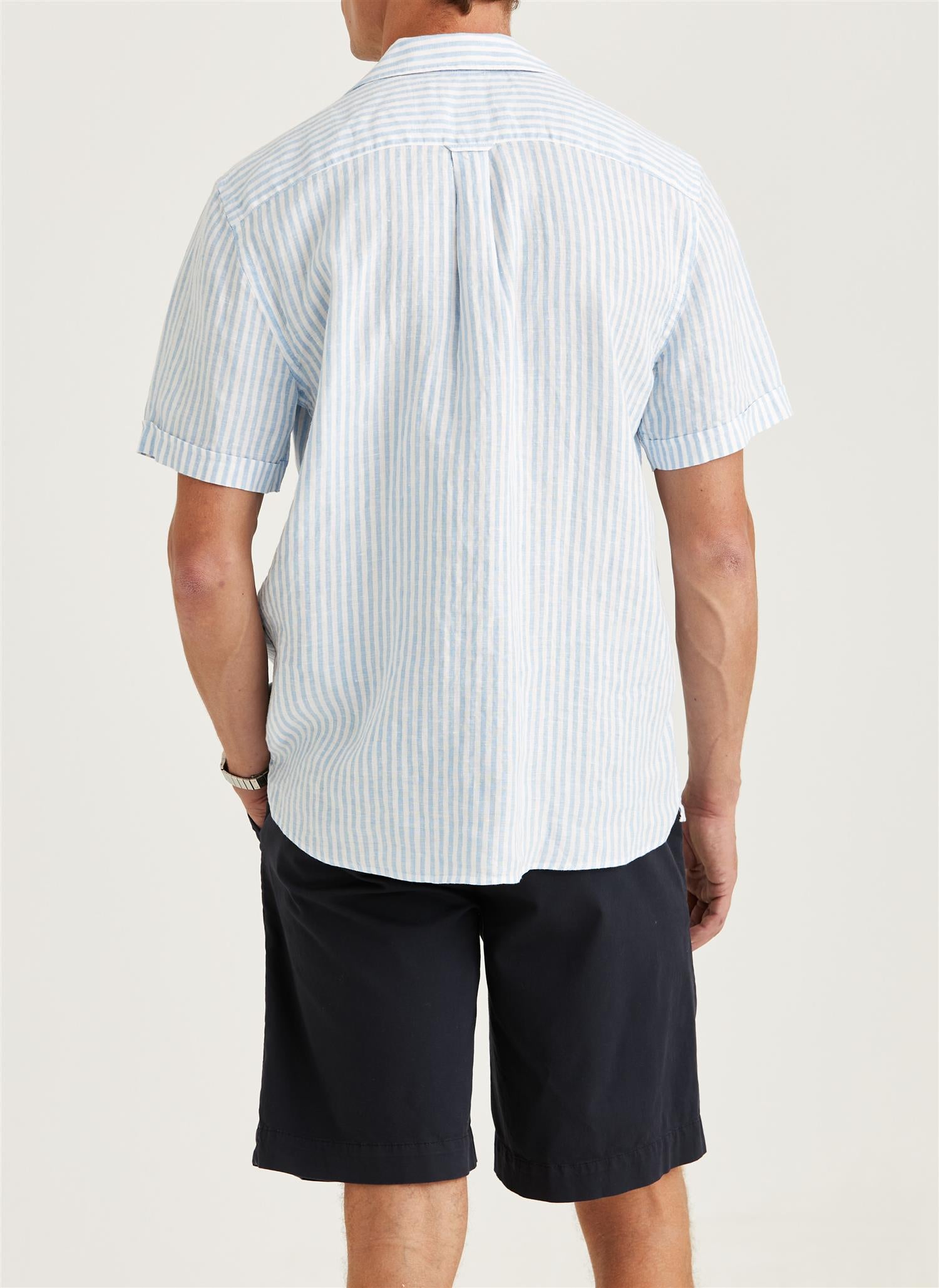 Resort Linen SS Shirt-Relaxed Fit- Blue