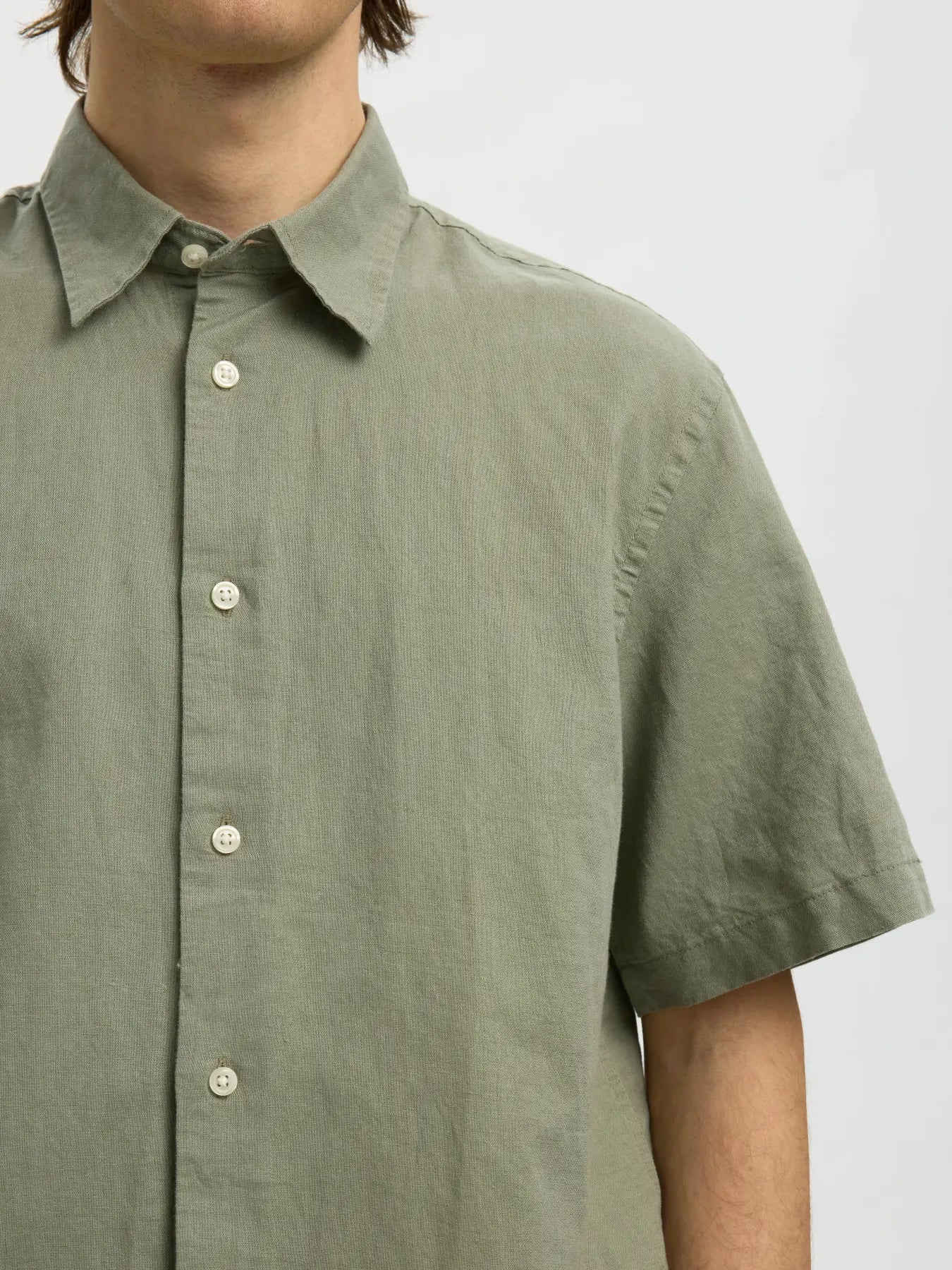 Reg Clay linenblend ss shirt- vetiver
