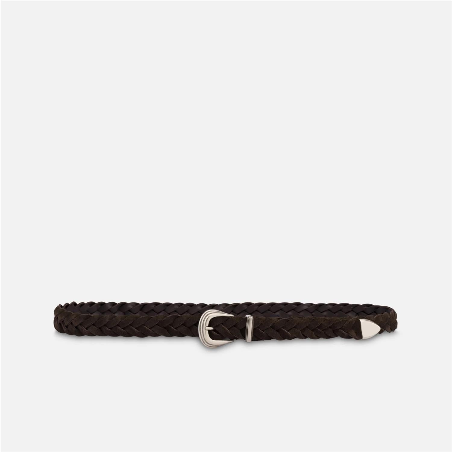 John belt suede braided - Dark brown