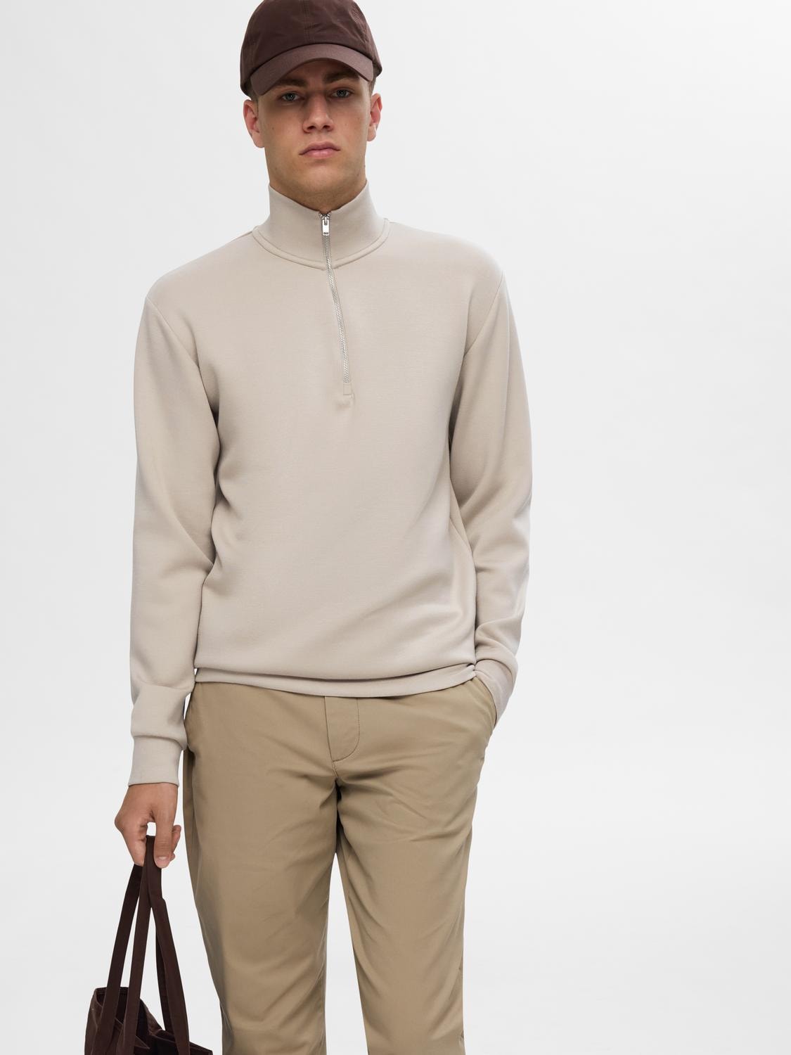 Emanuel soft zip high neck sweat-Pure cashmere