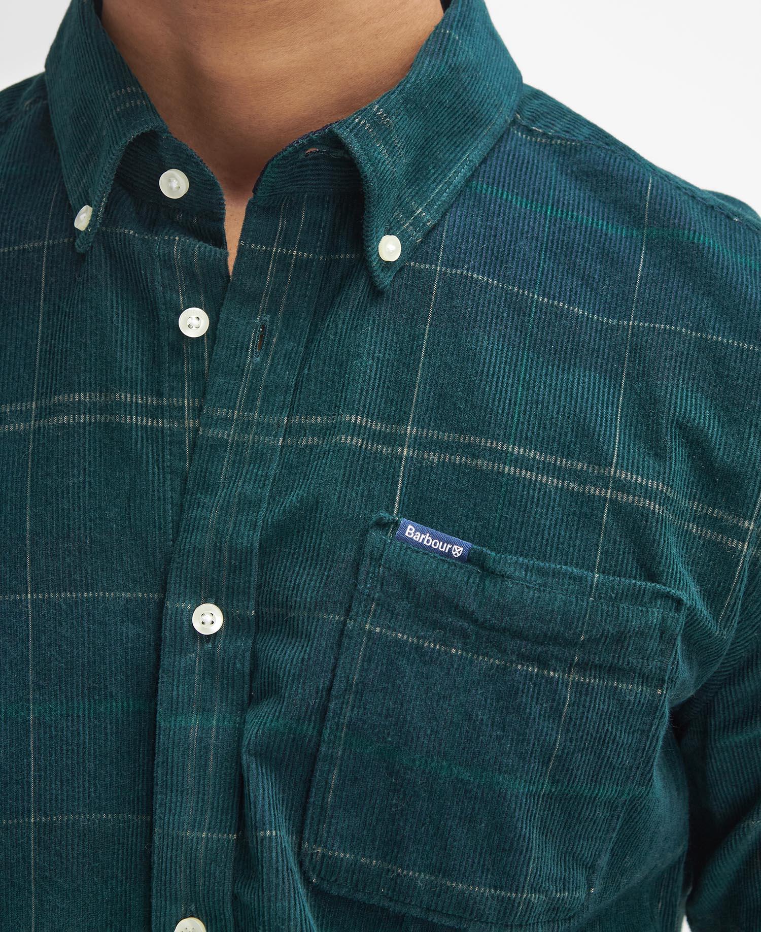 Blair Tailored Tartan Cord Shirt- Green Loch
