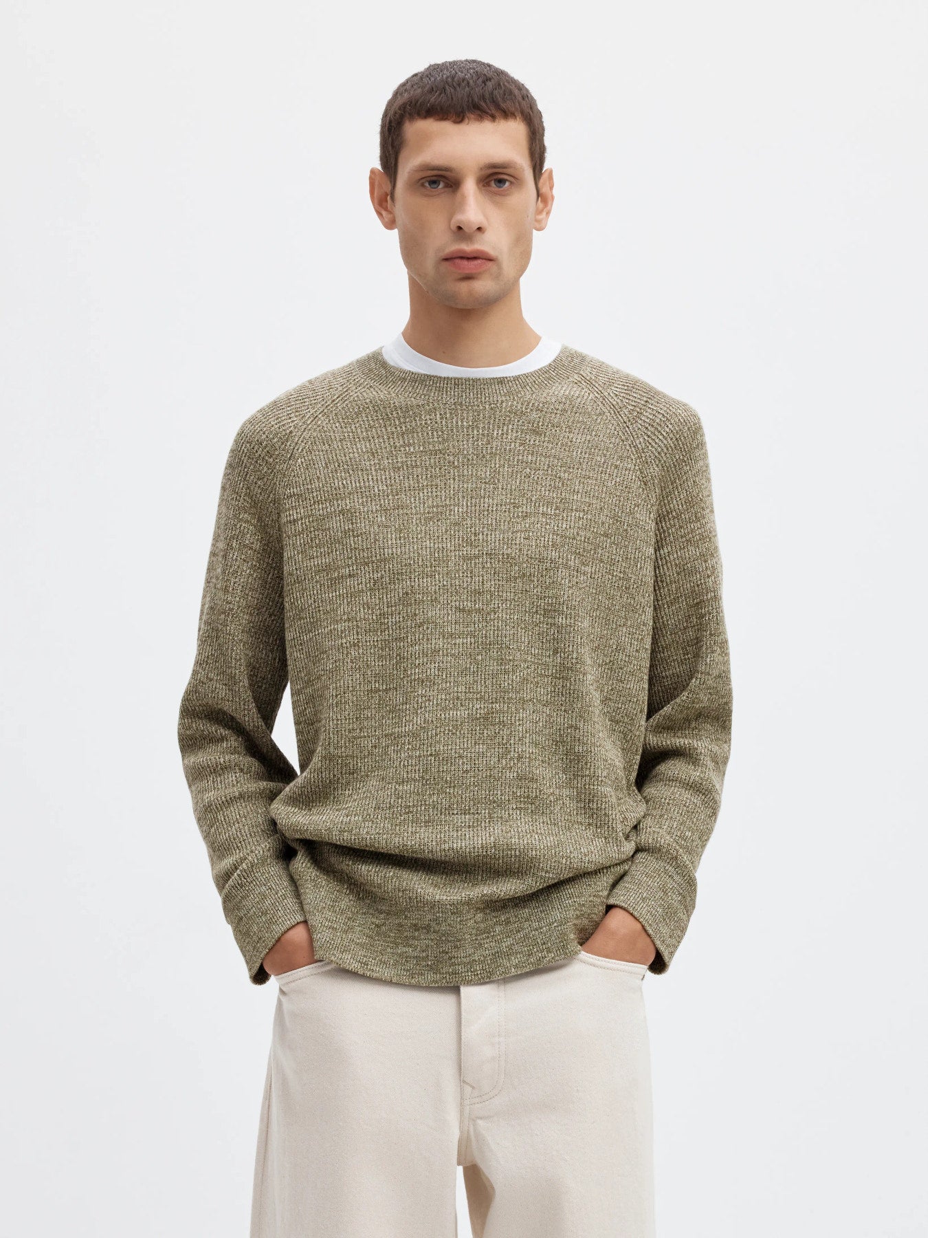 Bruno ls knit reg - Oatmeal/kalamata