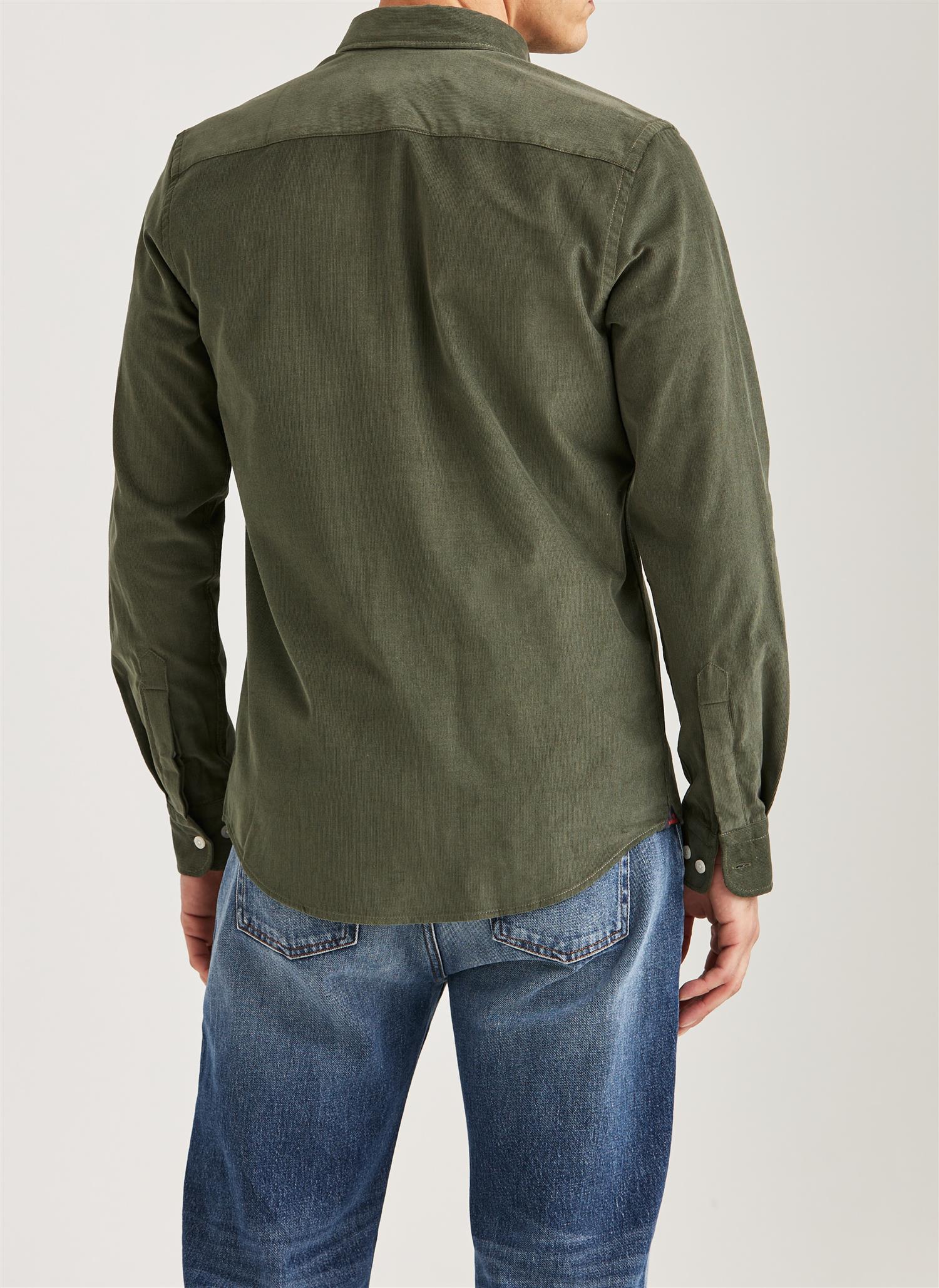 Douglas Cord Shirt-Slim Fit- Olive