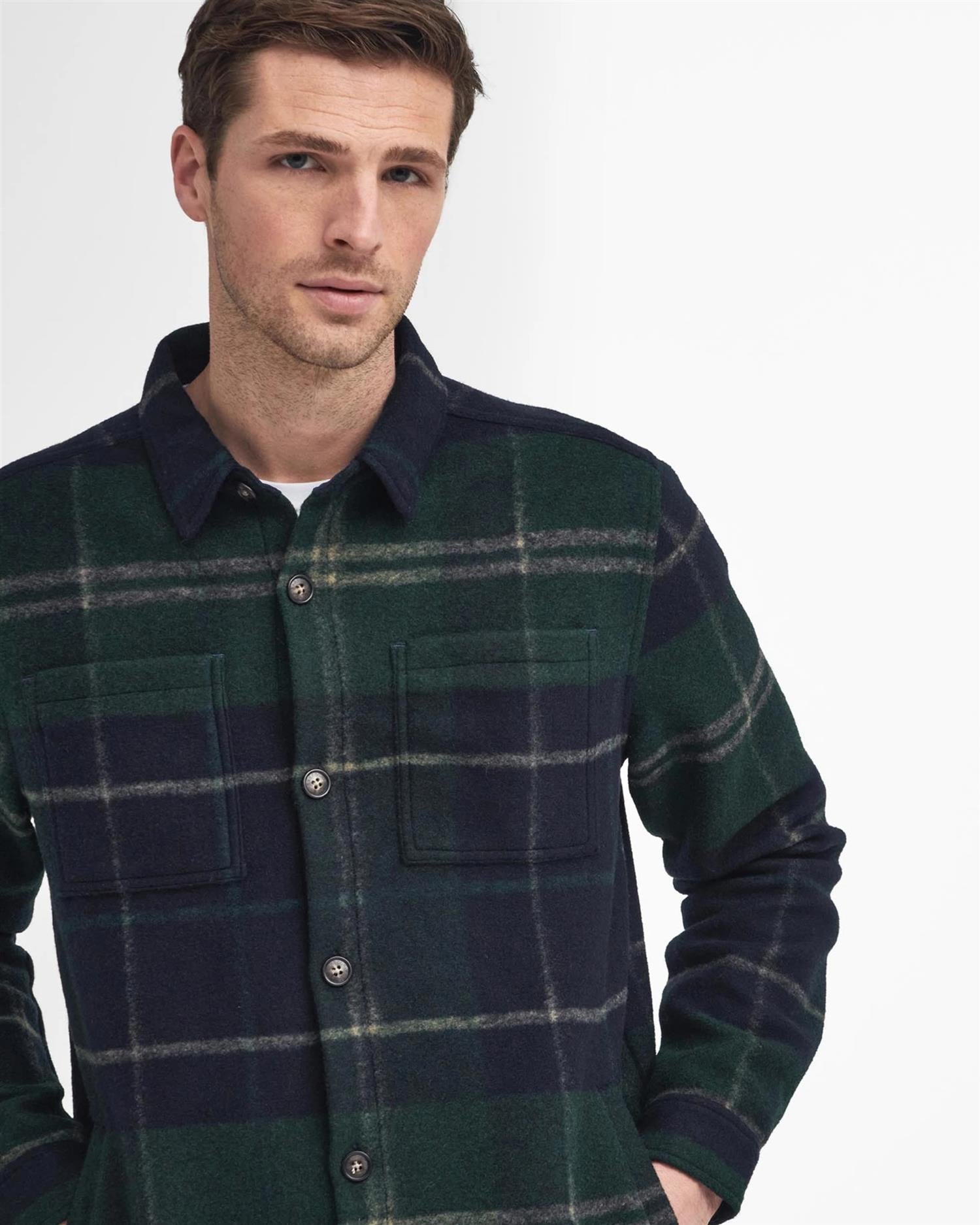 Chapter Tailored Check Overshirt- Green Loch tartan