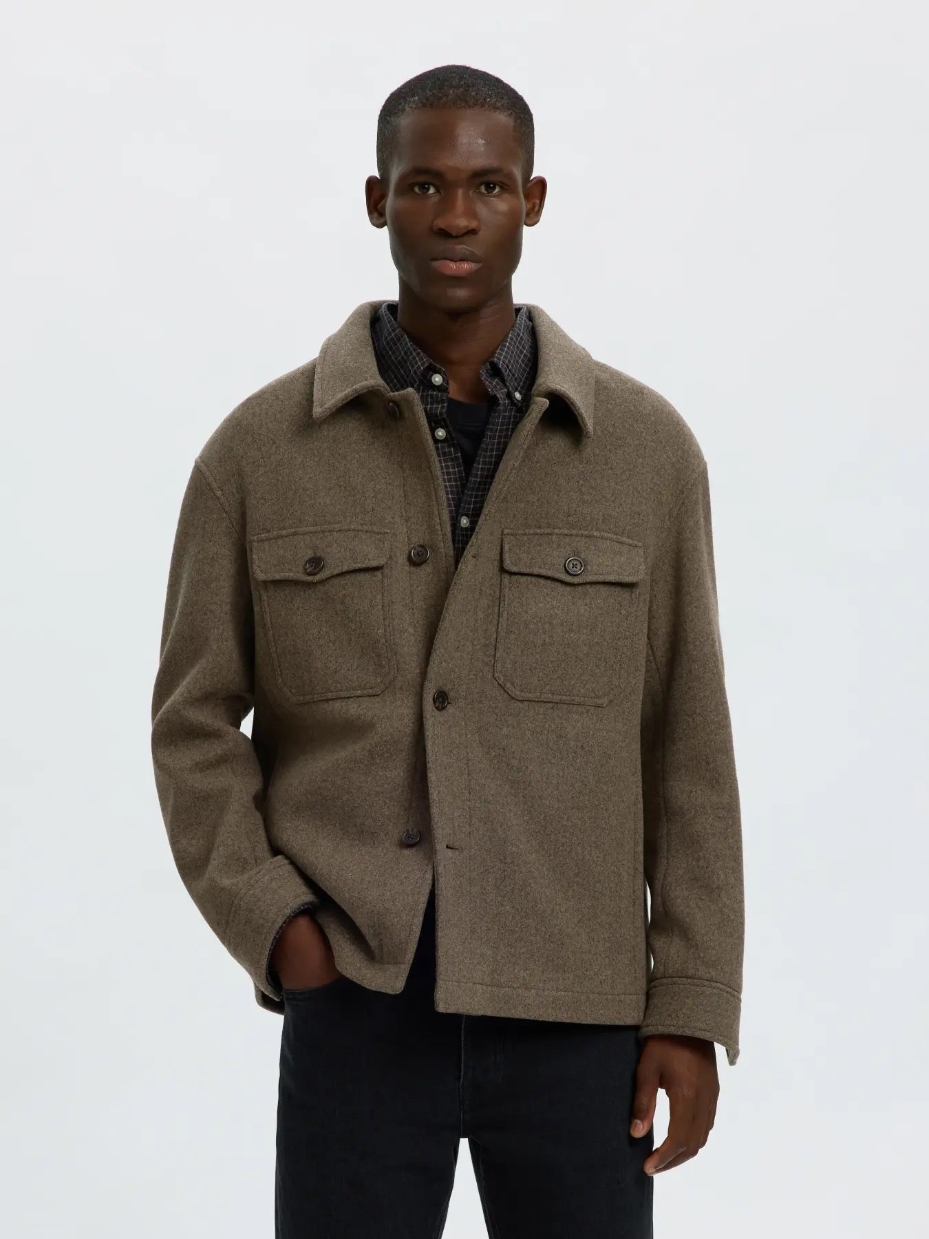 Mitch woolblend shacket- chocolate torte