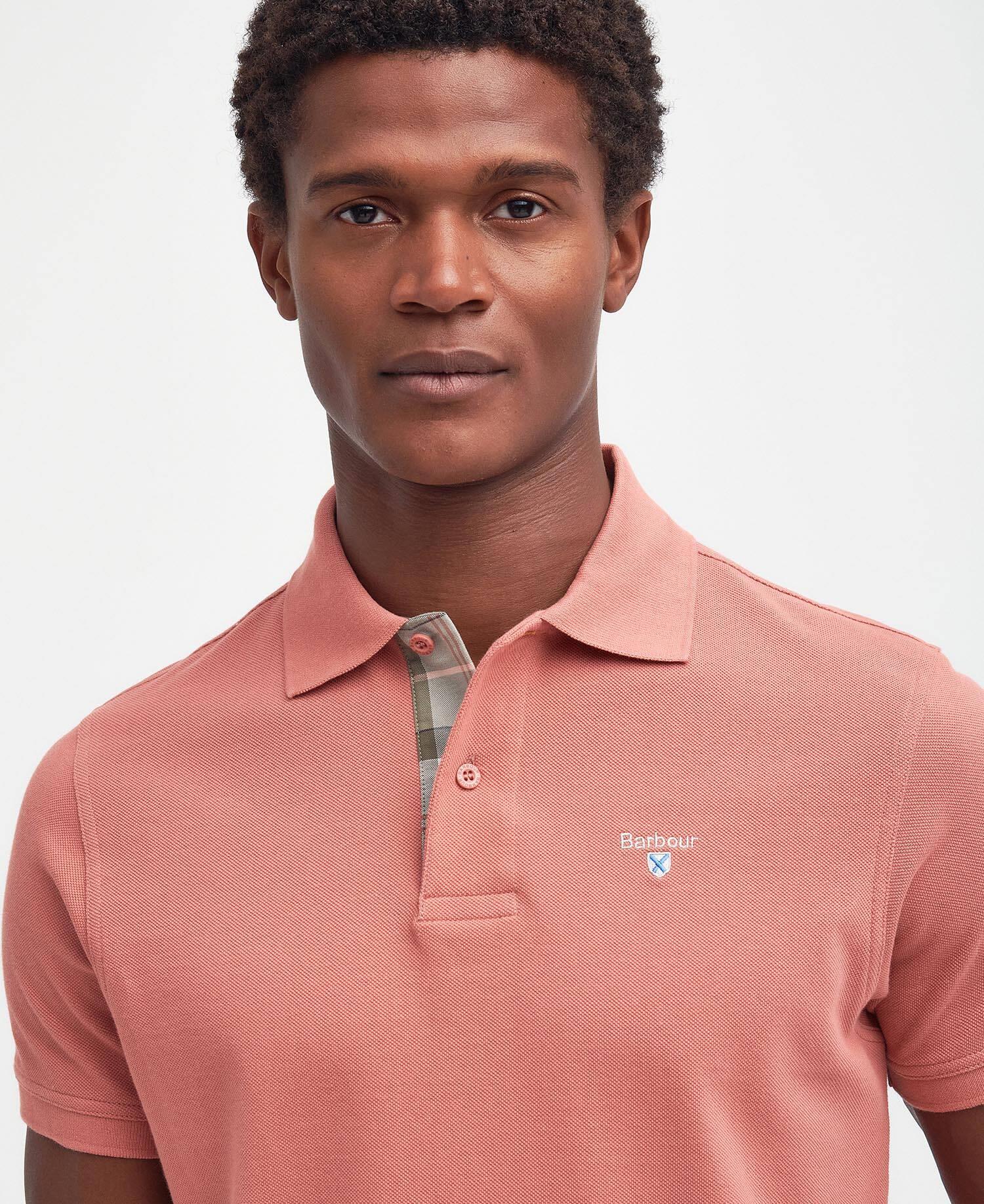 Tartan piqué polo ss pink clay