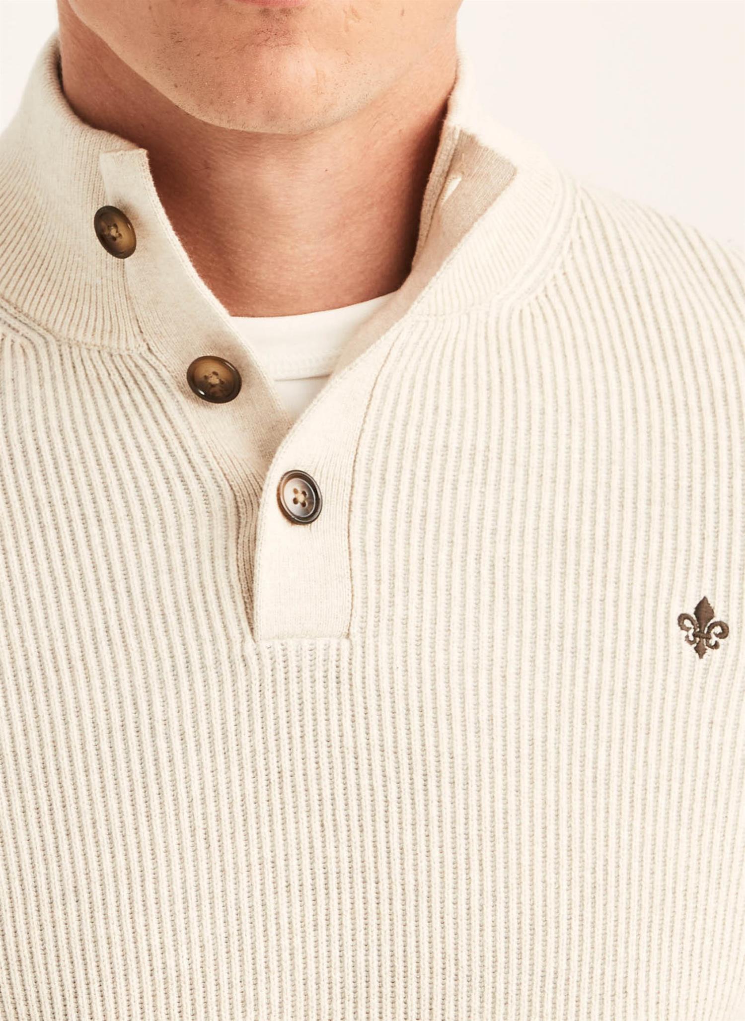 Niall Half Button Sweater- Khaki