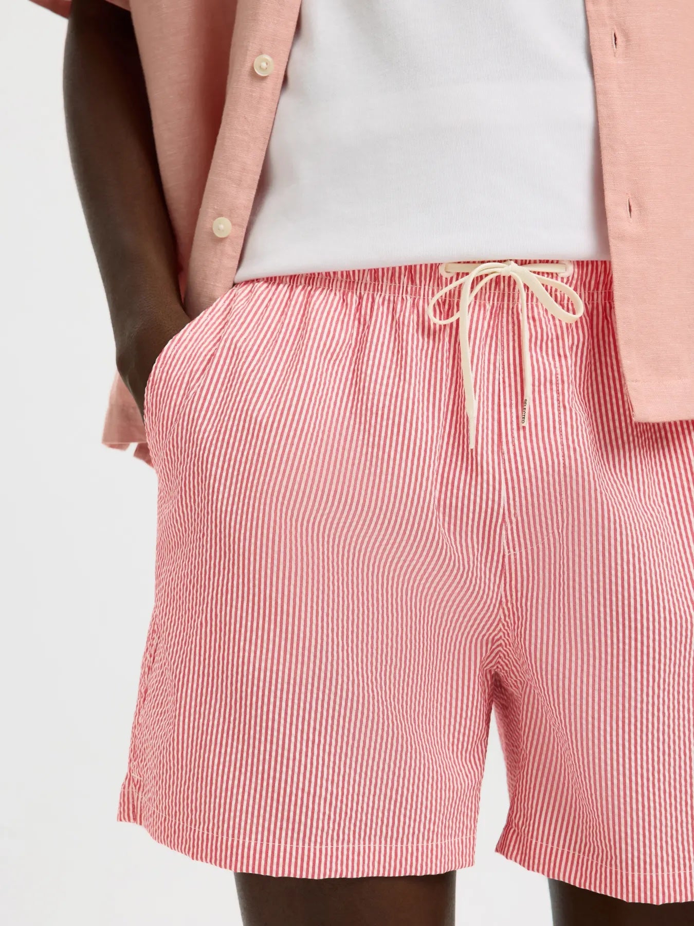 Cooper seersucker swimshorts- Poinsettia