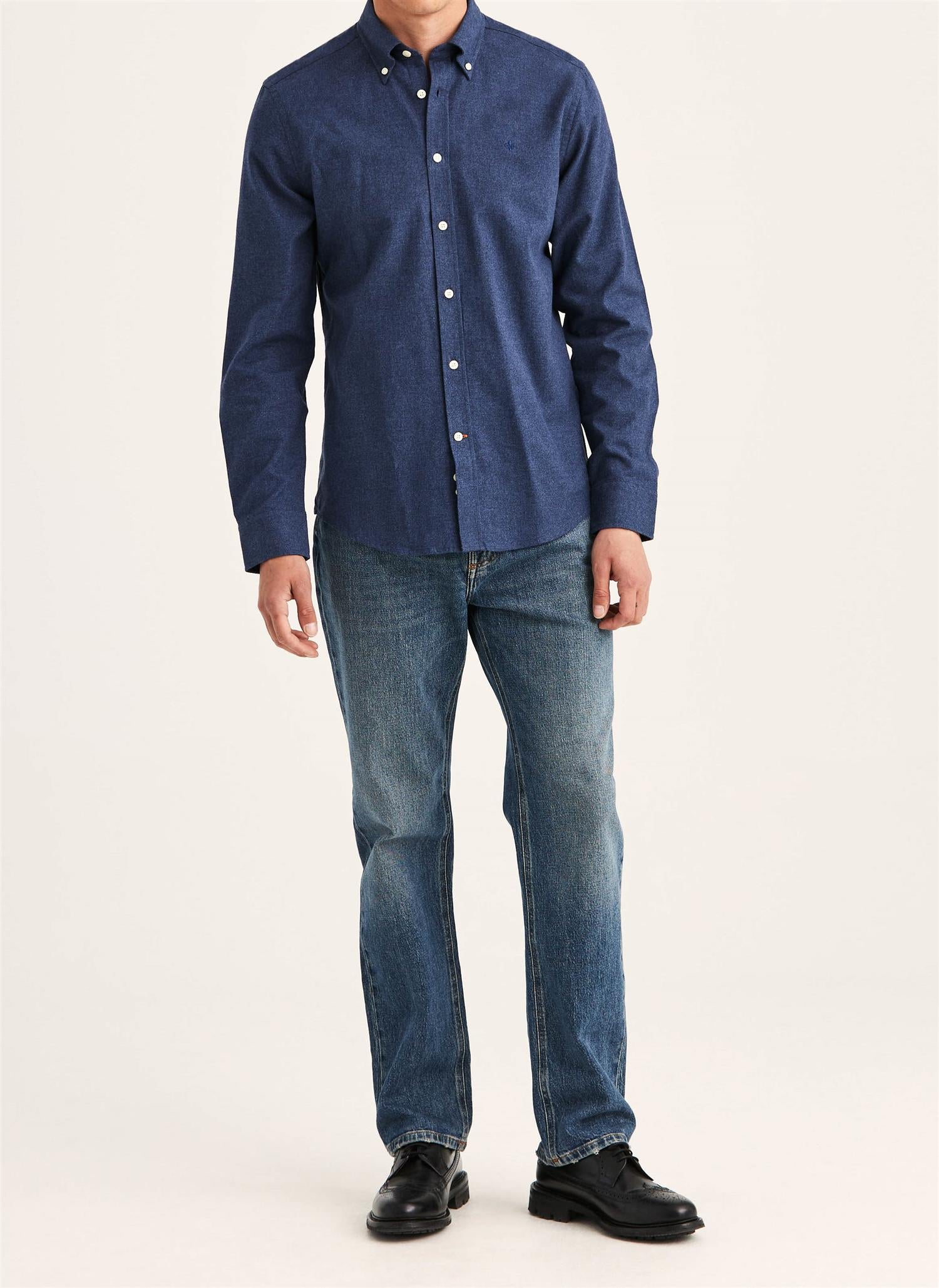 Watts Flannel Shirt Slim- Navy