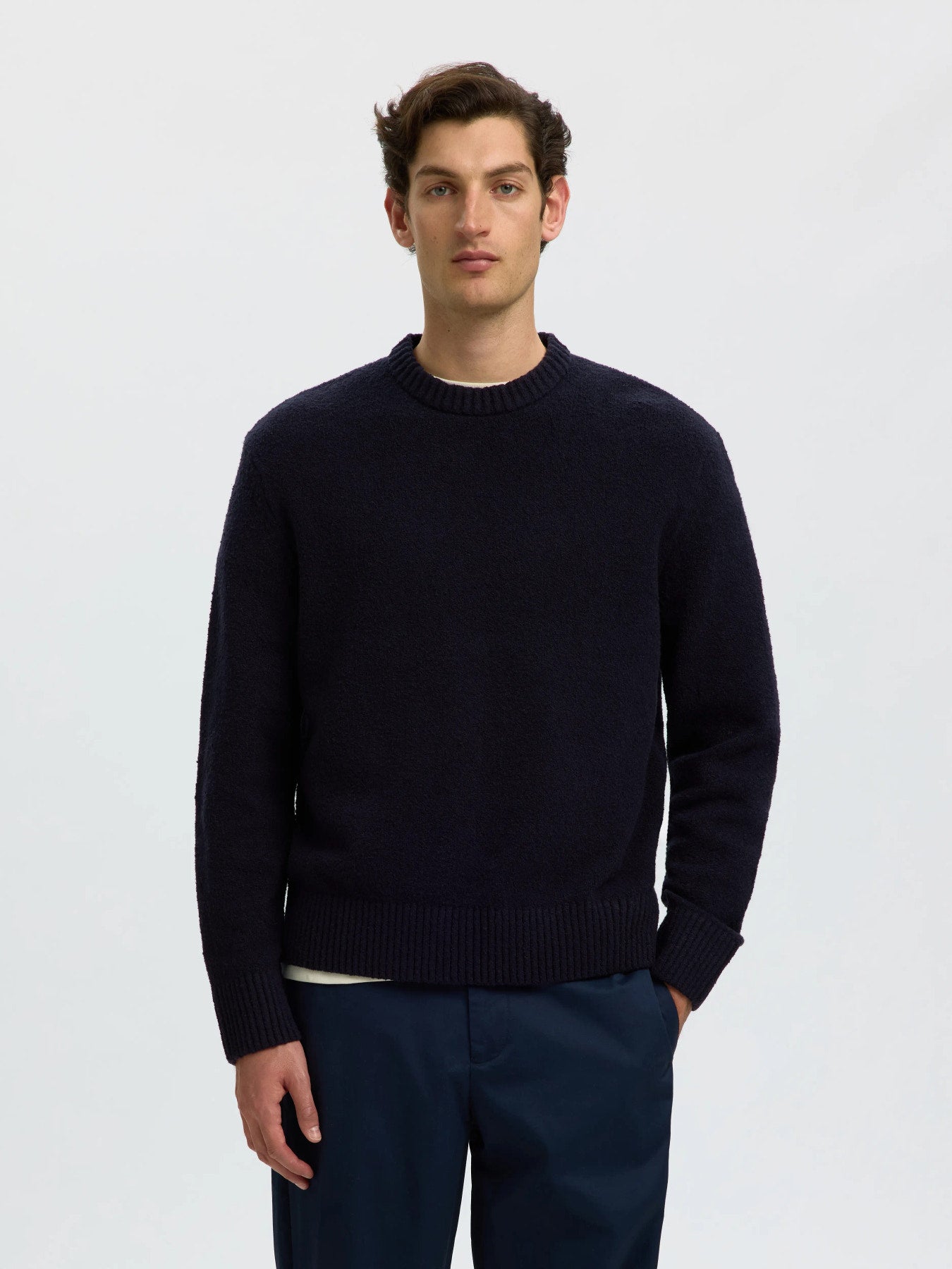 Alex ls knit crew- Navy blazer