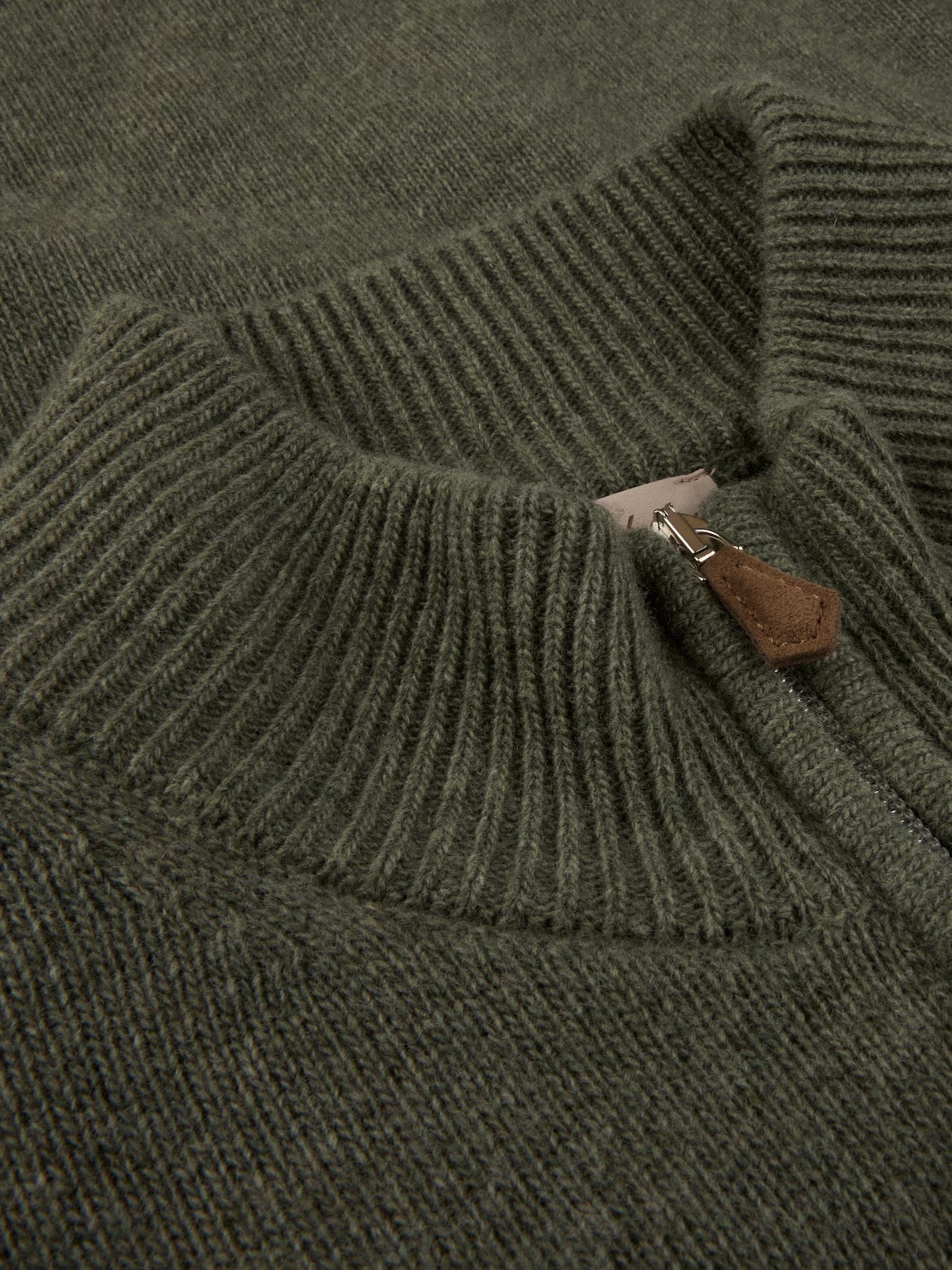 Knitted pullover half zip - Green