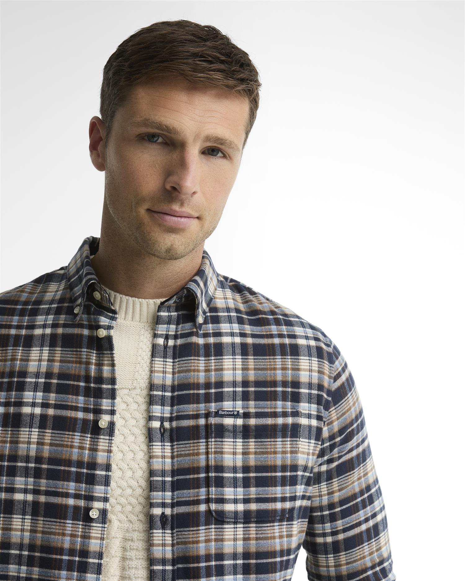 Northfell Tailored Checked Shirt- Navy