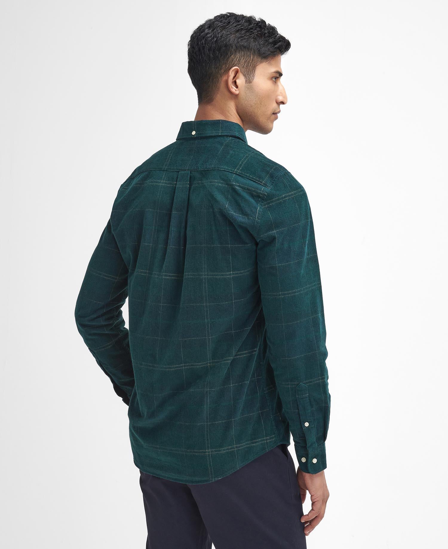 Blair Tailored Tartan Cord Shirt- Green Loch