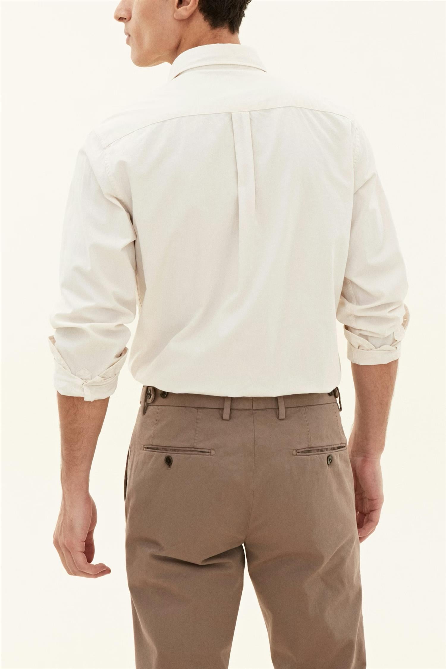 Reg fit wide spread twill shirt - Ecru white