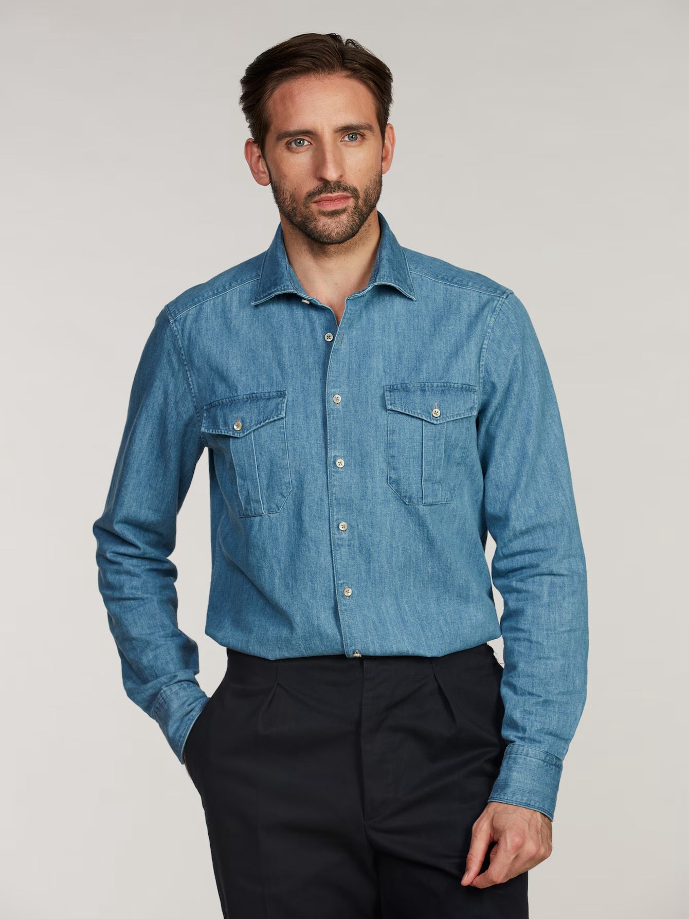 Regular denimskjorte-  Indigo