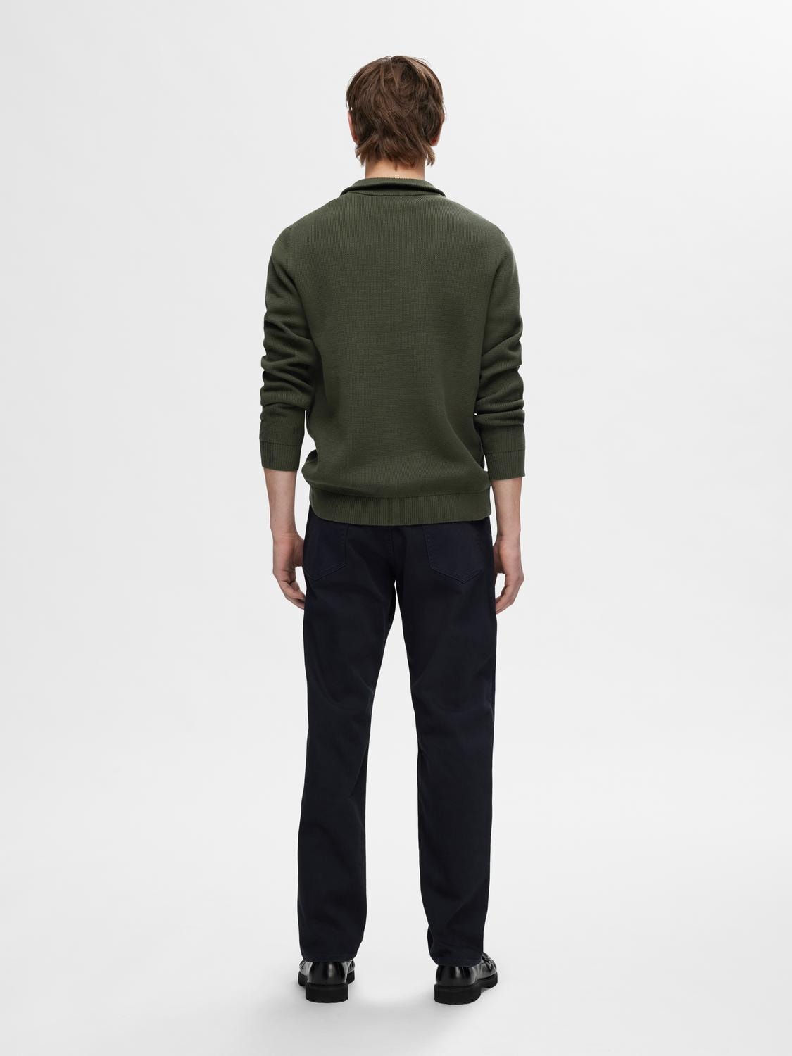 Dane LS knit structure halfzip  forest night