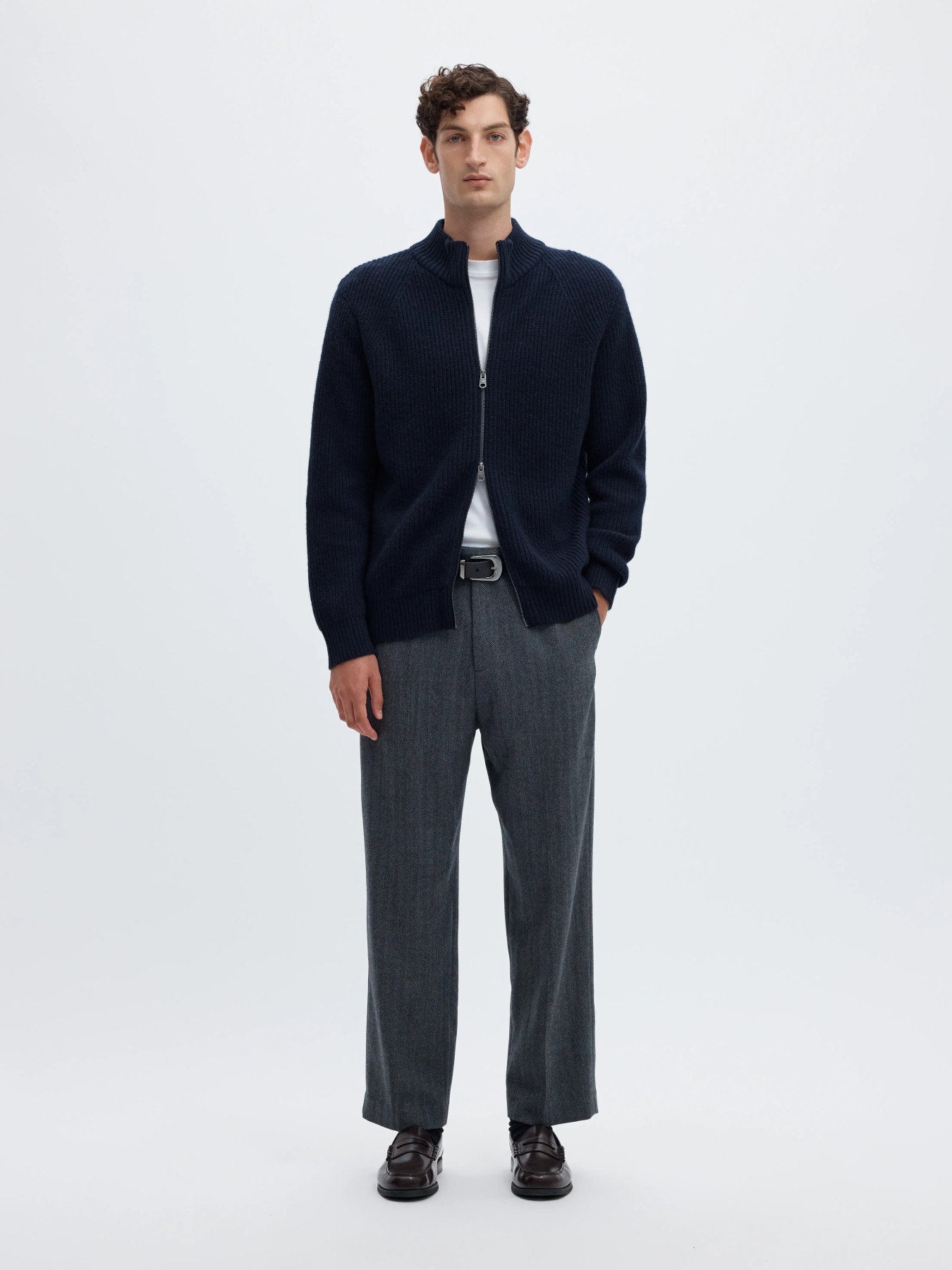 Cody ls knit zip cardigan- Sky captain