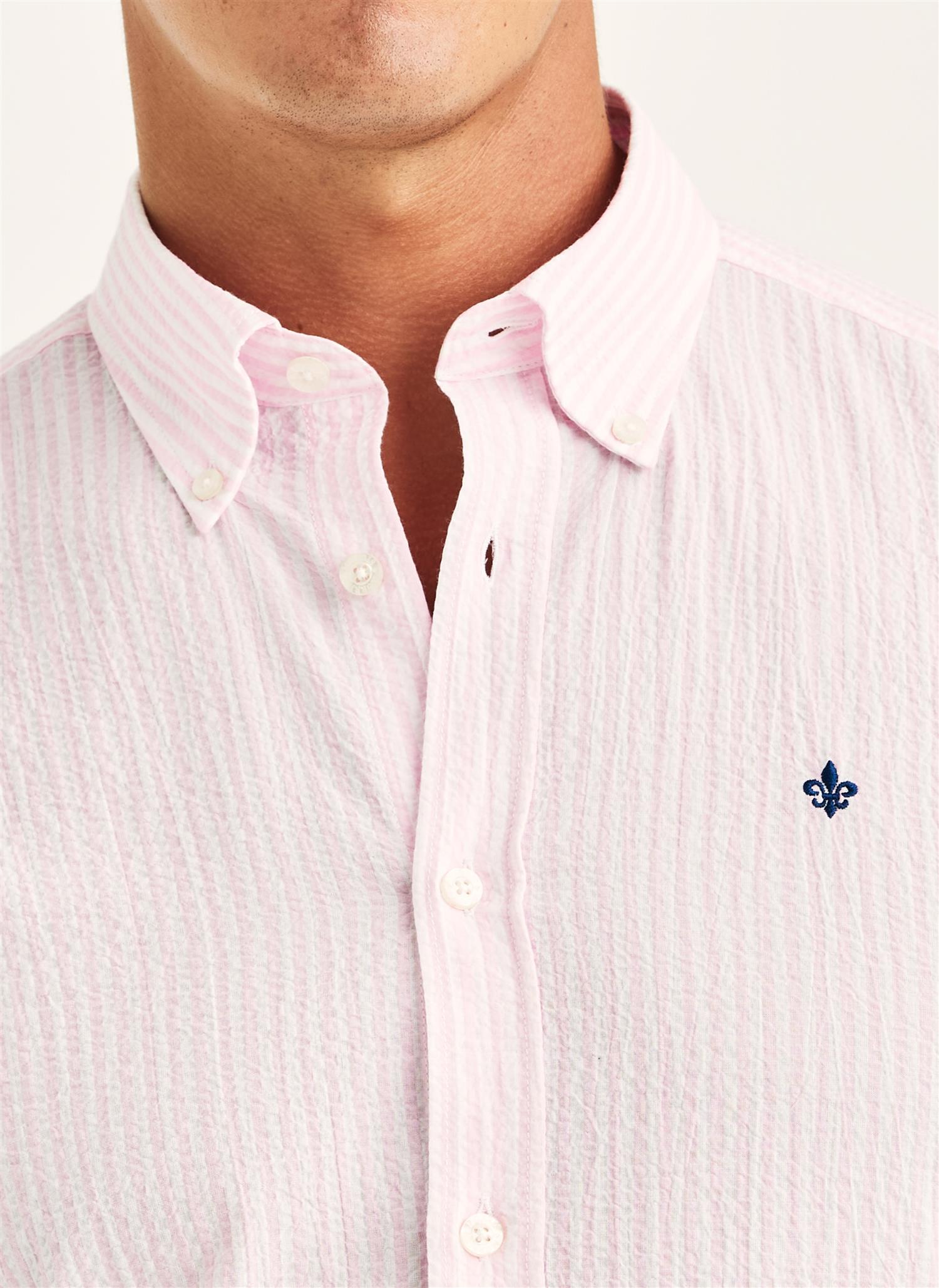 Morris Seersucker Shirt-Slim Fit- Lt Pink