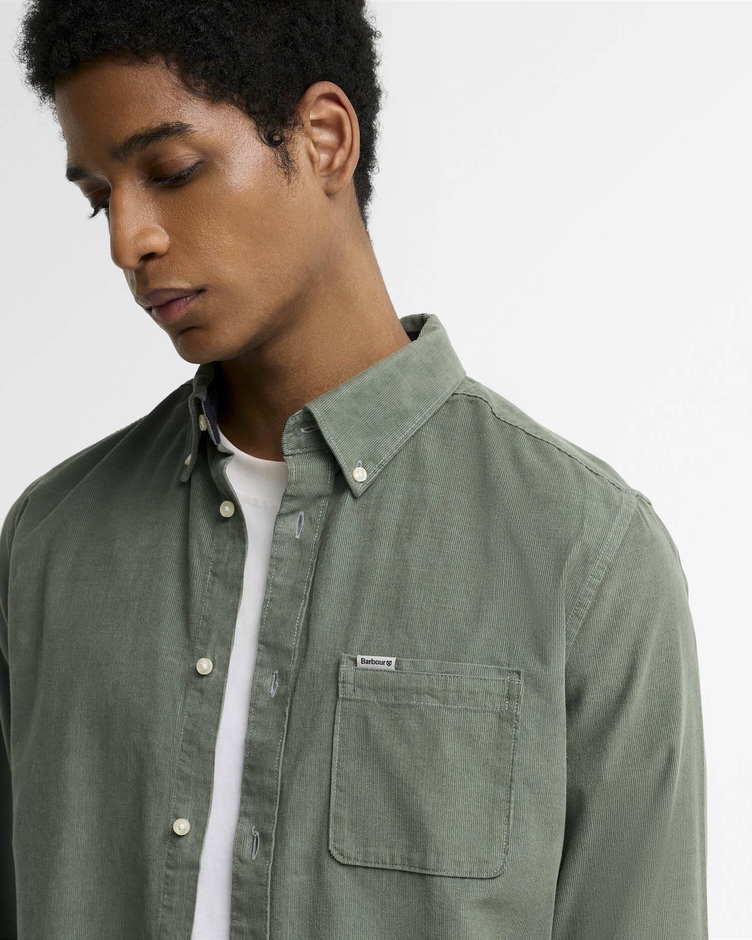 Ramsey Tailored Cord Shirt- Agave green