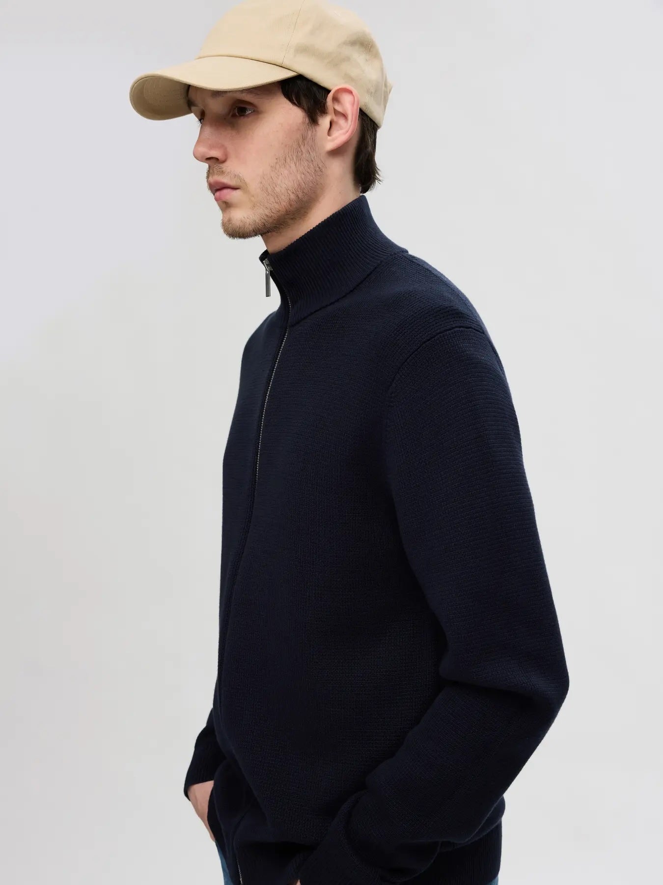 Dane LS Knit Structure Full Zip - Sky captain