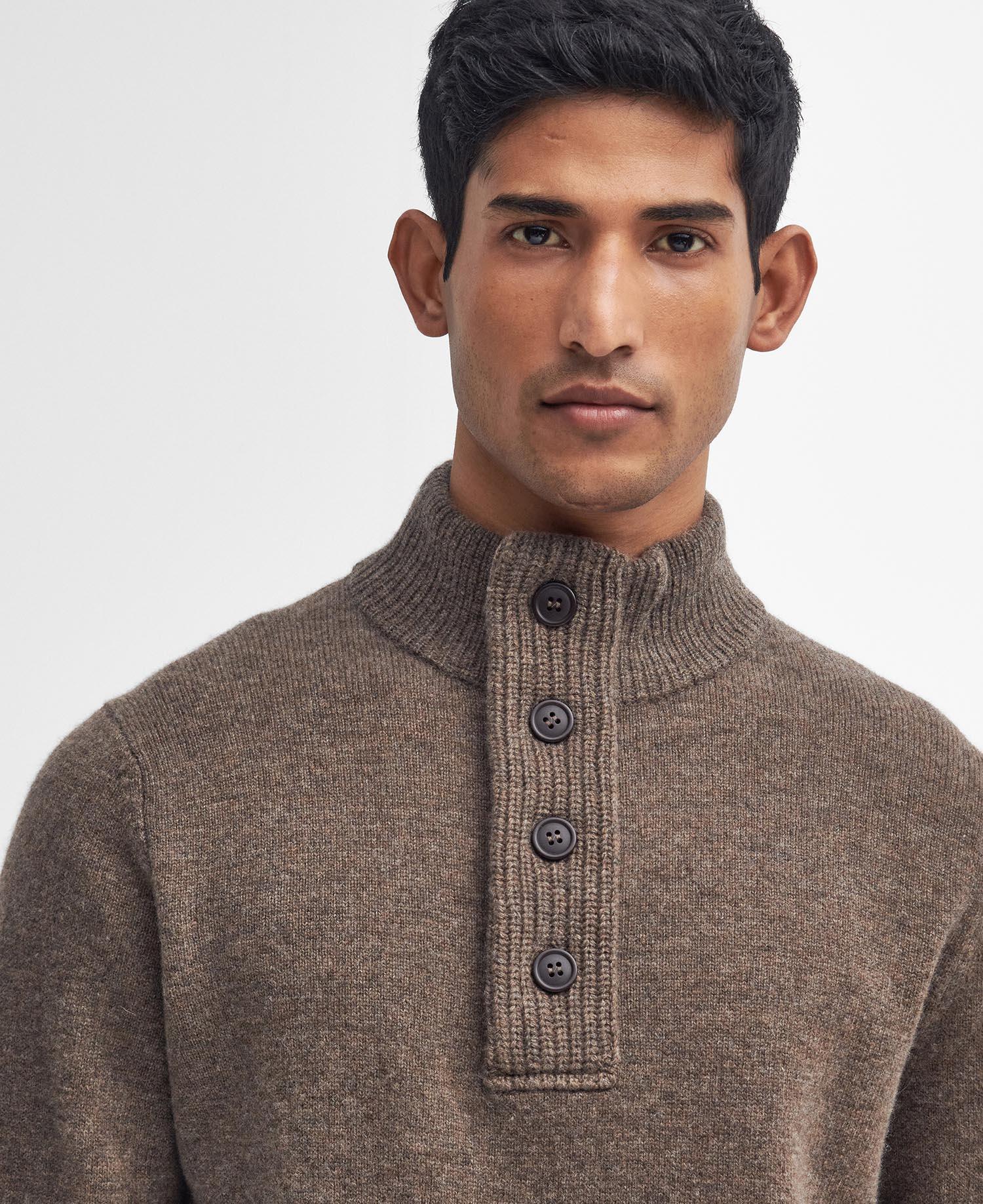 Essent Patch Half Zip Knitted Jumper- Dark stone