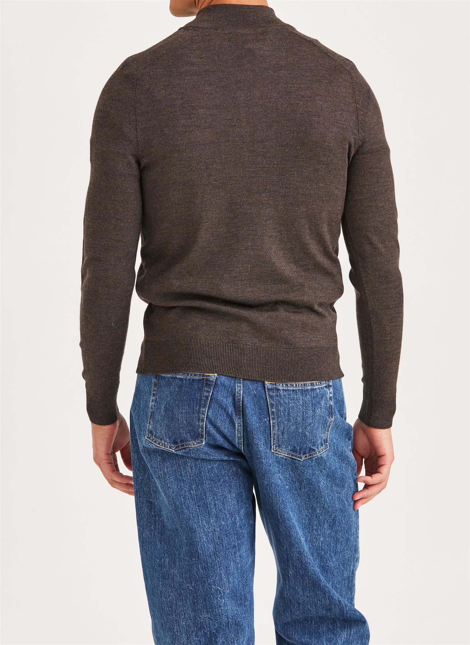 Merino John Zip-  Dark Brown