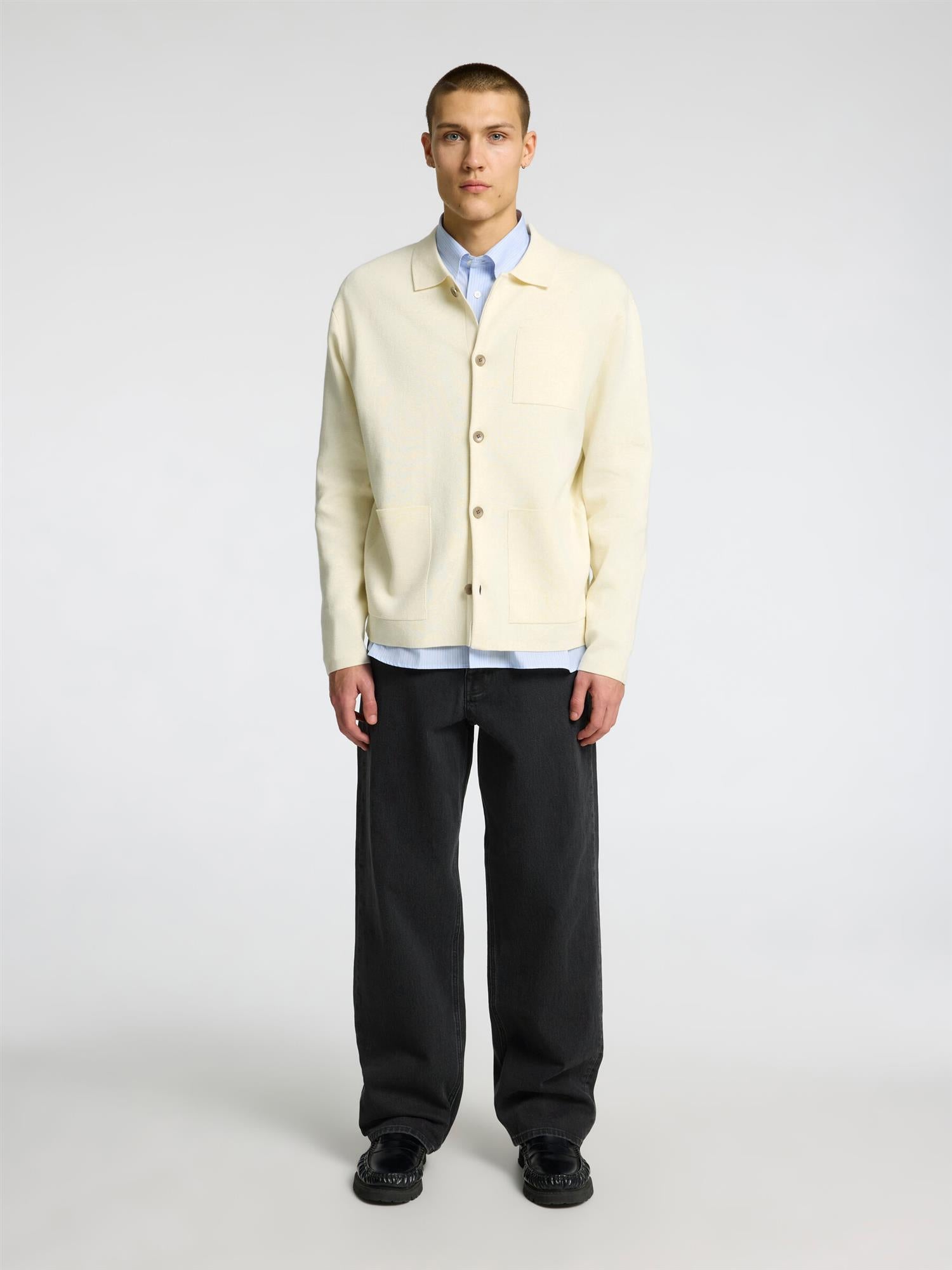 Mike relaxed polo cardigan- Pristine