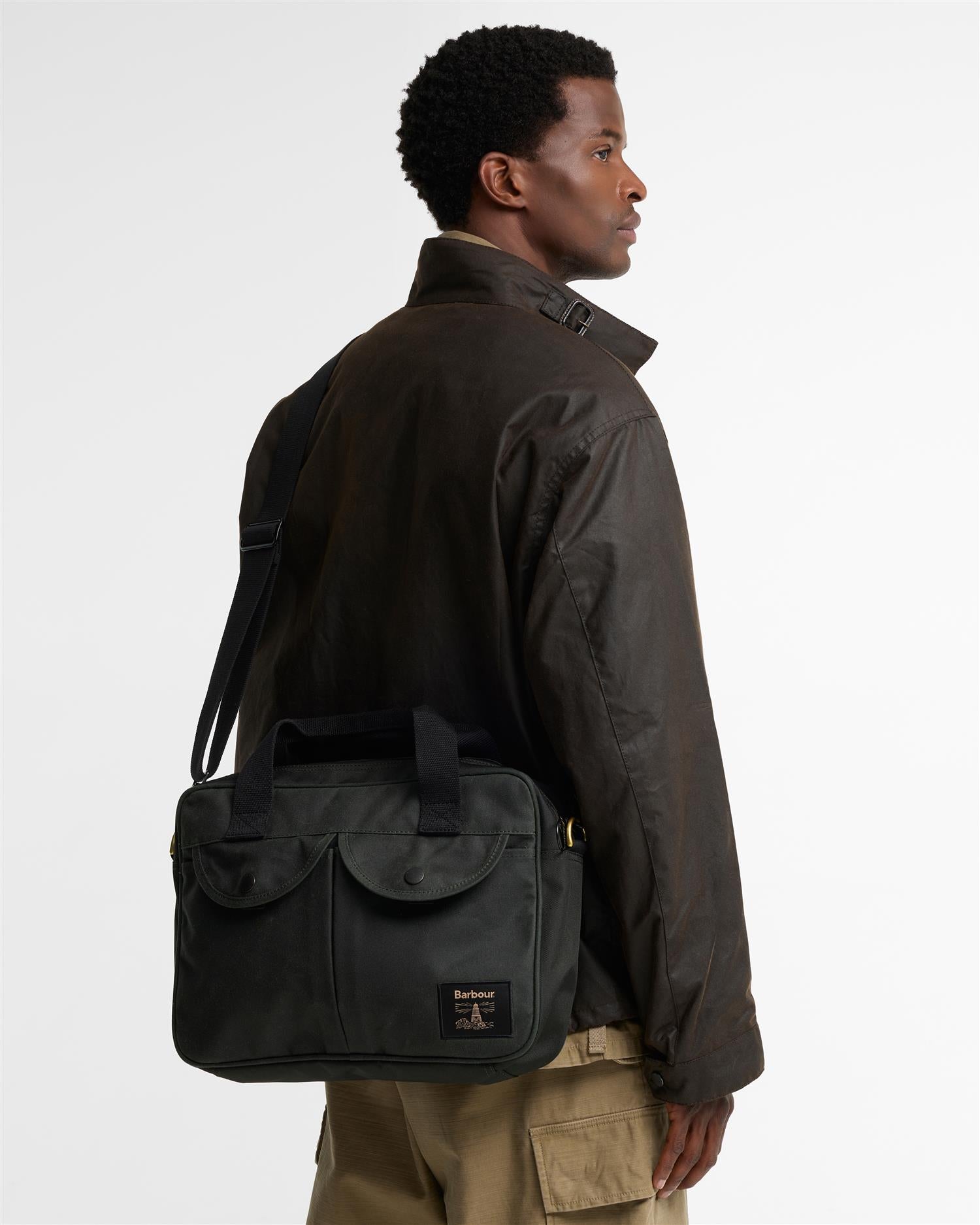 Field Wax Laptop Crossbody Bag- Sage