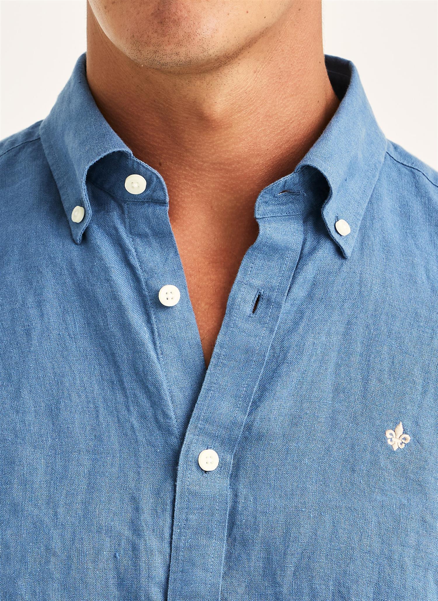 Douglas Linen Shirt-Classic Fit- Blue