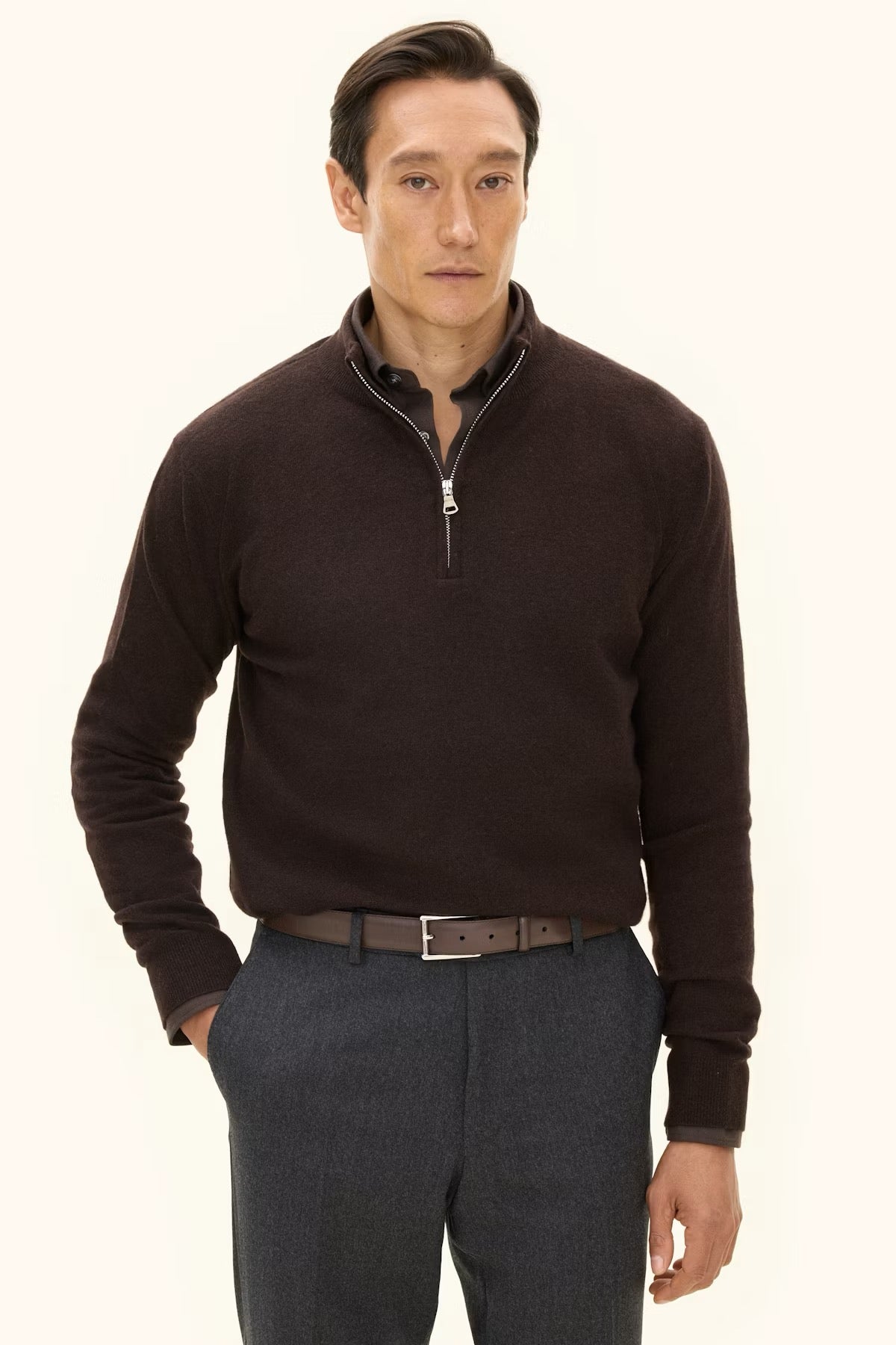 Patton halfzip - Brown flannel