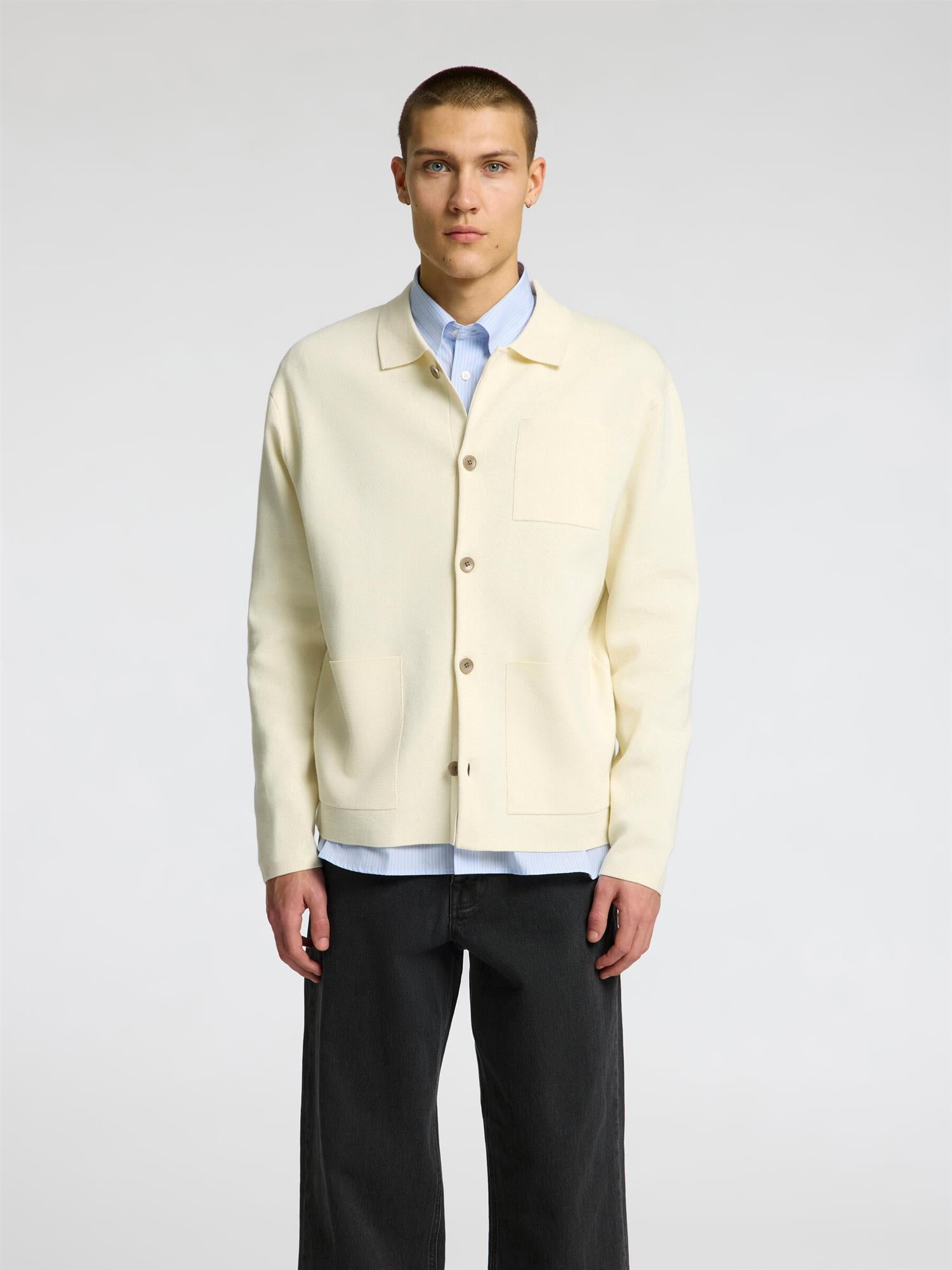 Mike relaxed polo cardigan- Pristine