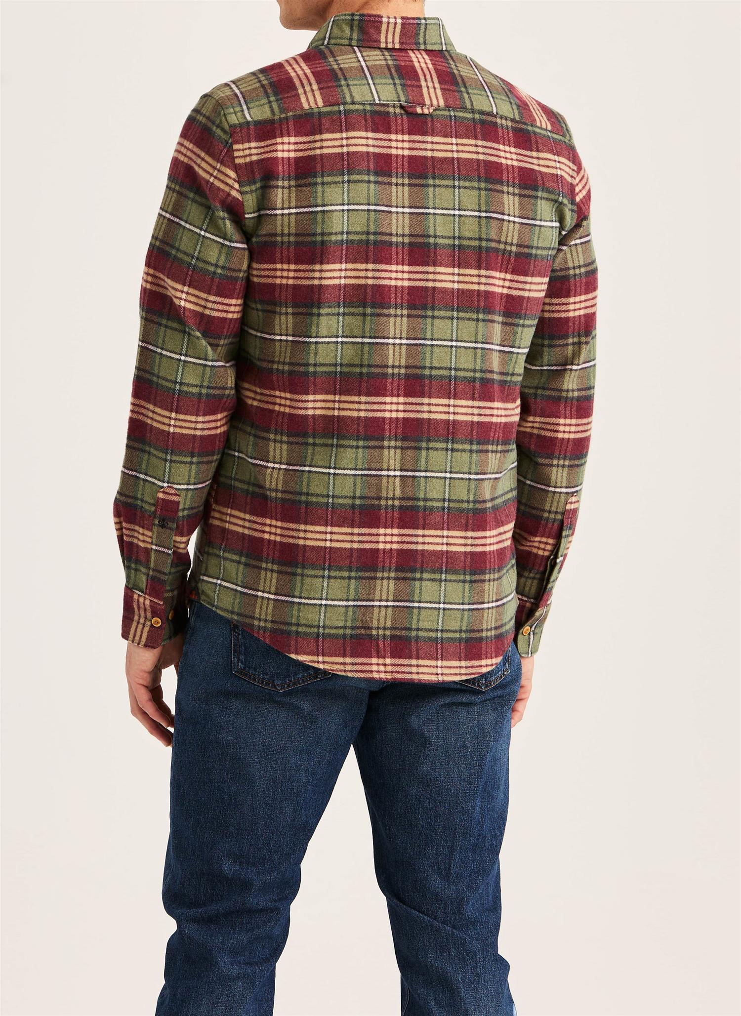 Flannel Check Shirt Slim- Olive